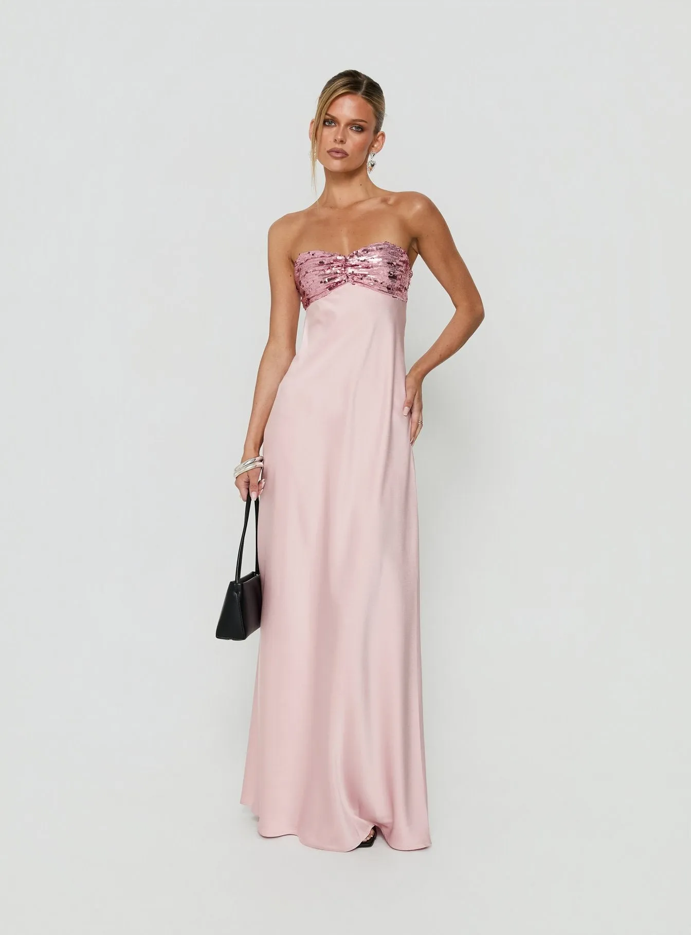 See The Vision Sequin Bust Strapless Maxi Dress Pink sold by Princess Polly product image thumbnail 3