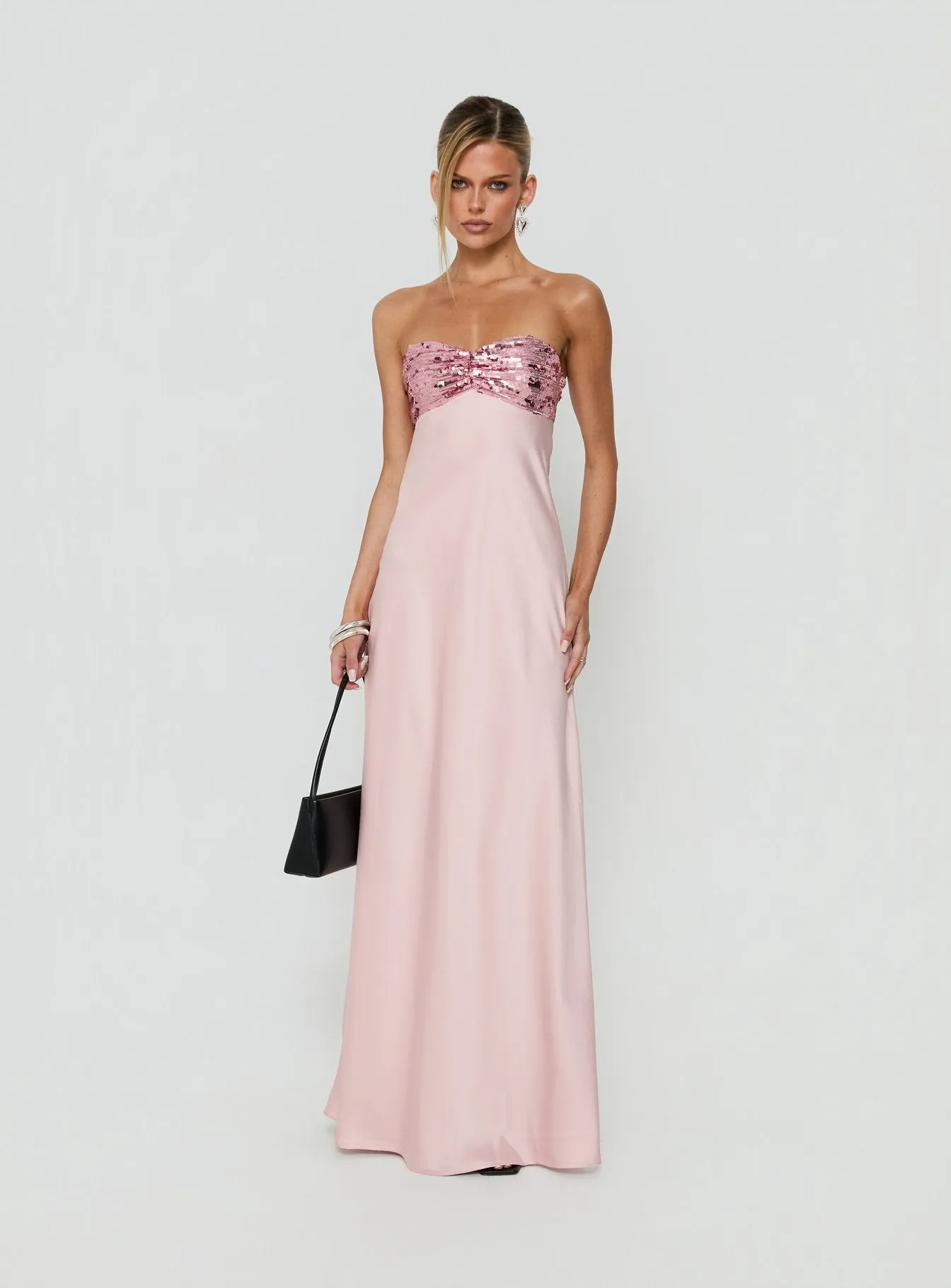 See The Vision Sequin Bust Strapless Maxi Dress Pink sold by Princess Polly product image thumbnail 2