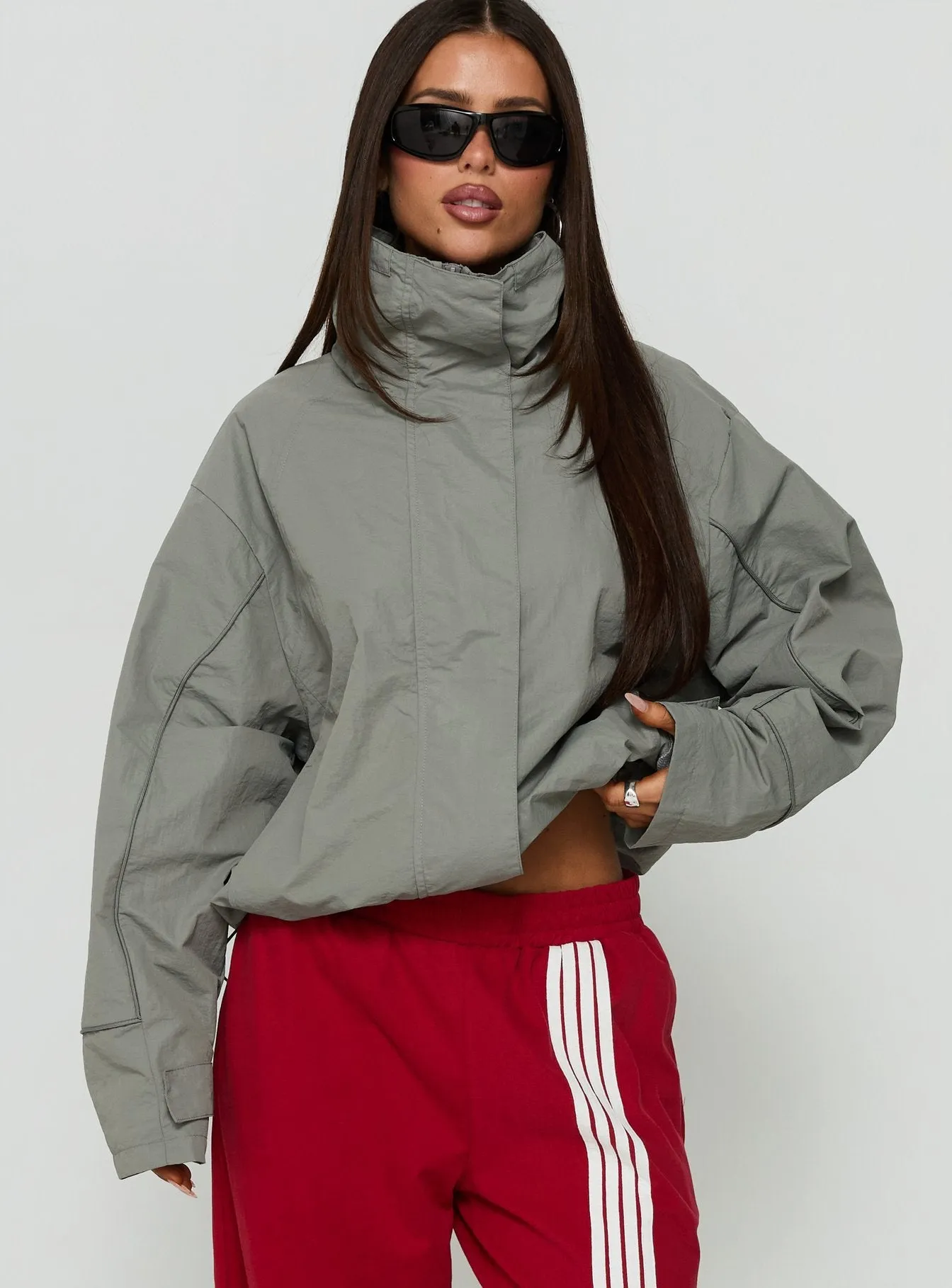 Shoreline Windbreaker Jacket Grey sold by Princess Polly product image thumbnail 2