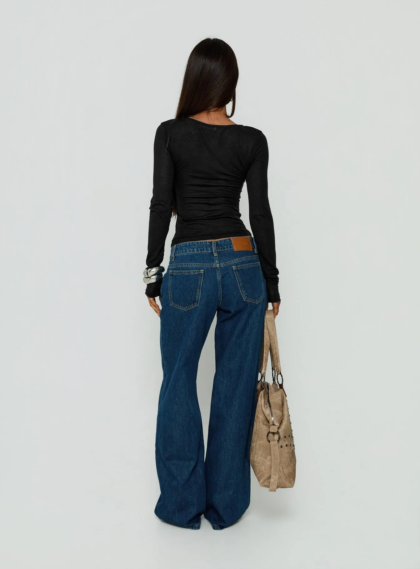 Tidal Wave Low Rise Straight Leg Jeans Dark Blue Wash sold by Princess Polly product image thumbnail 5