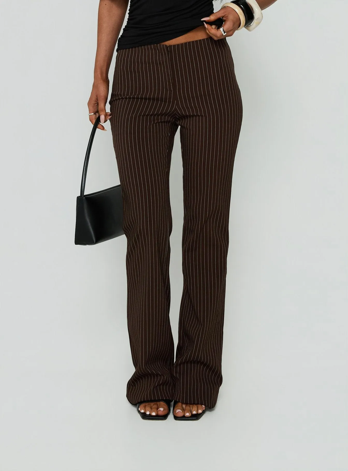 Kinkirk No Waist Flared Pants Chocolate Pinstripe sold by Princess Polly product image thumbnail 2
