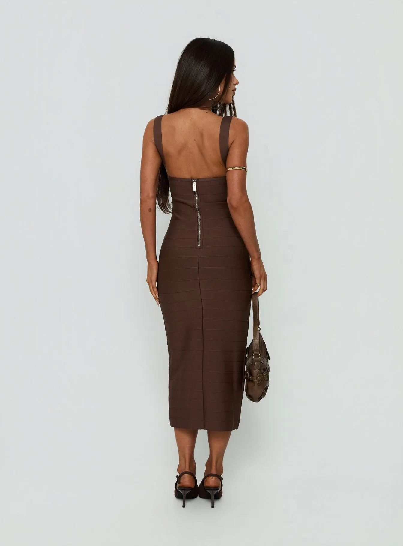 Justina Bandage Midi Dress Brown sold by Princess Polly product image thumbnail 5