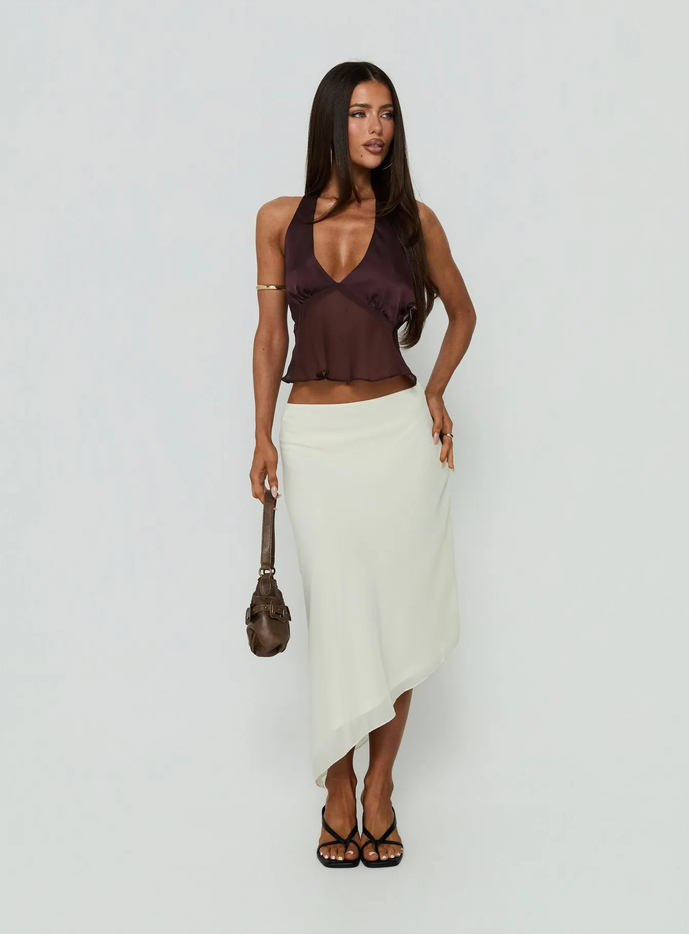 Suella Asymmetrical Midi Skirt Off White sold by Princess Polly product image thumbnail 2