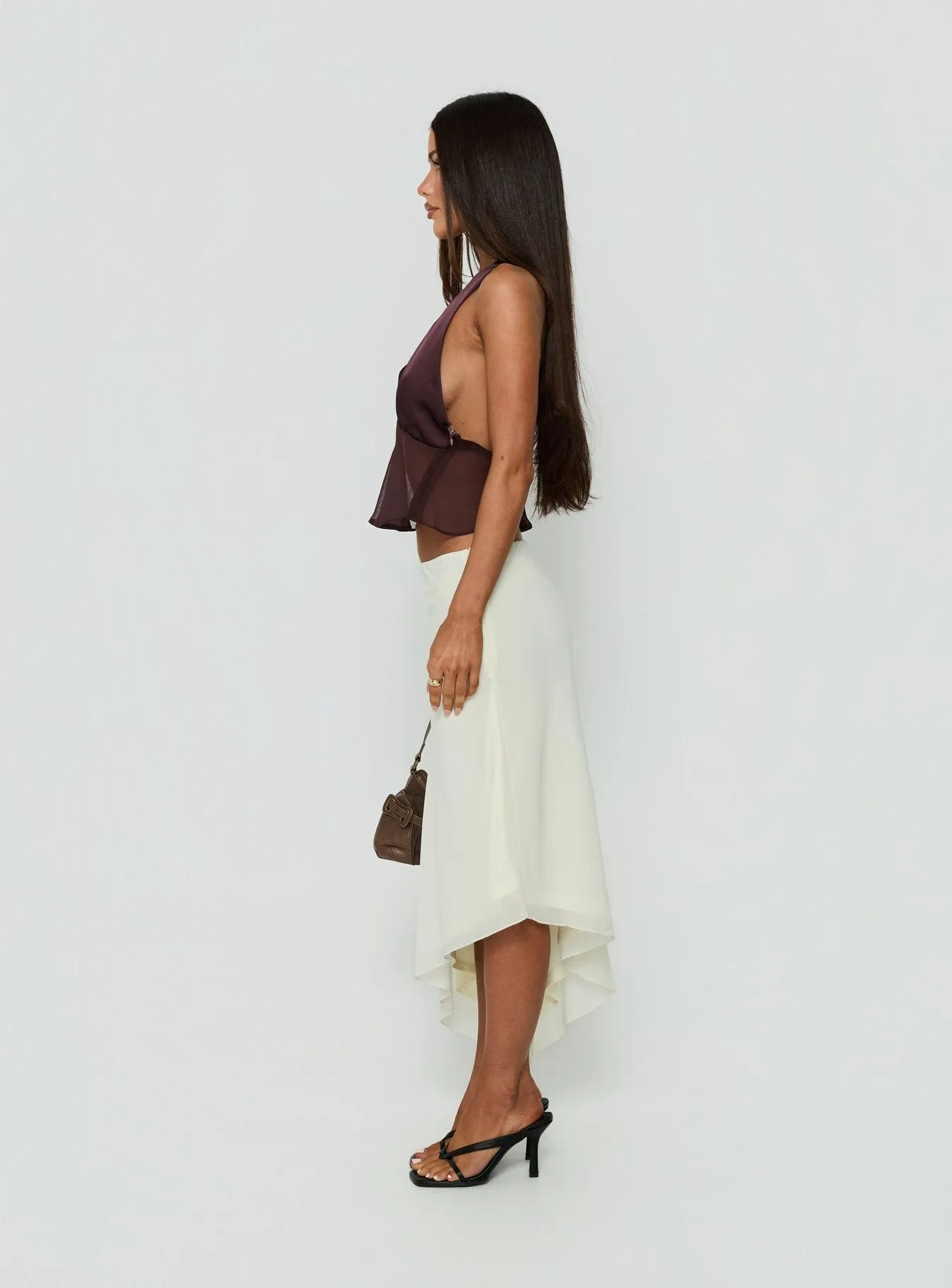 Suella Asymmetrical Midi Skirt Off White sold by Princess Polly product image thumbnail 4