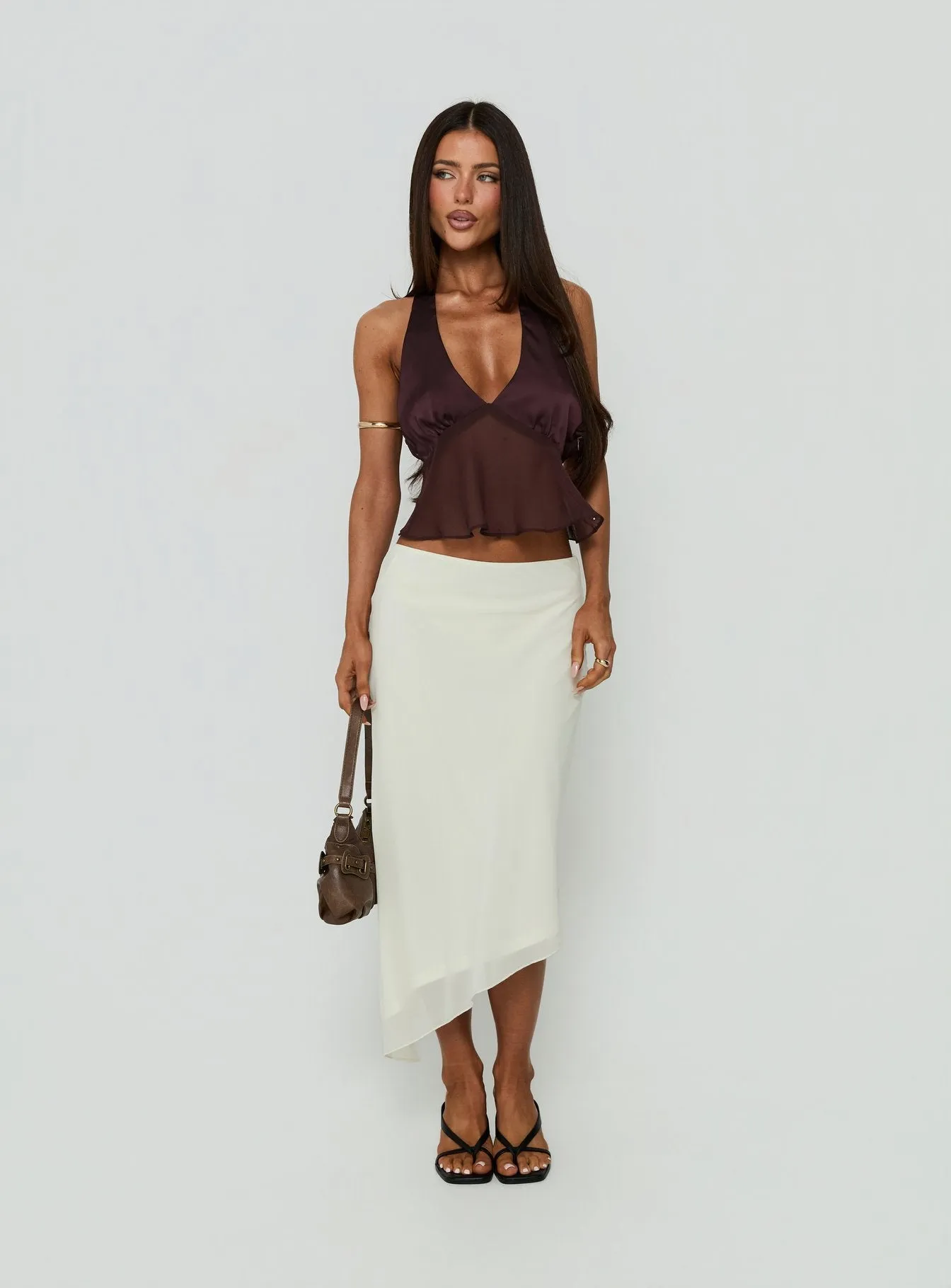 Suella Asymmetrical Midi Skirt Off White sold by Princess Polly product image thumbnail 3