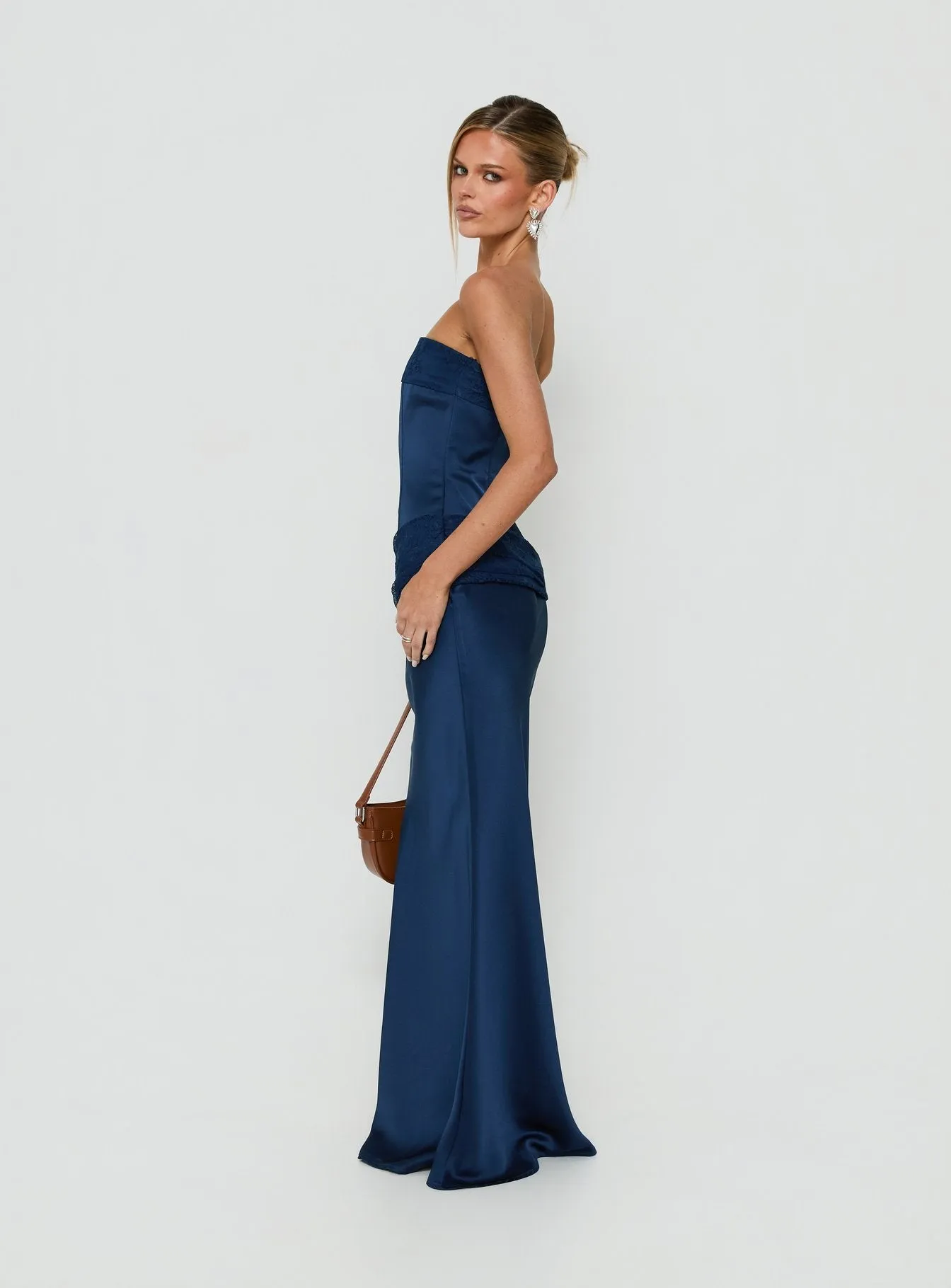 Sura Strapless Lace Detail Maxi Dress Navy sold by Princess Polly product image thumbnail 3