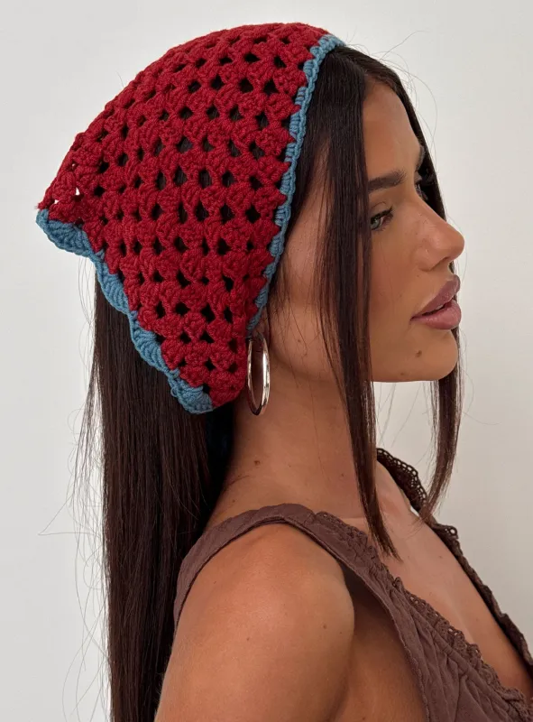 Zeea Knit Hair Scarf Red / Blue made by Princess Polly