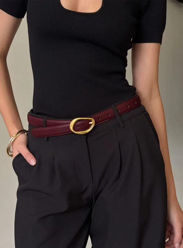 Atreides Faux Leather Belt Burgundy / Gold made by Princess Polly