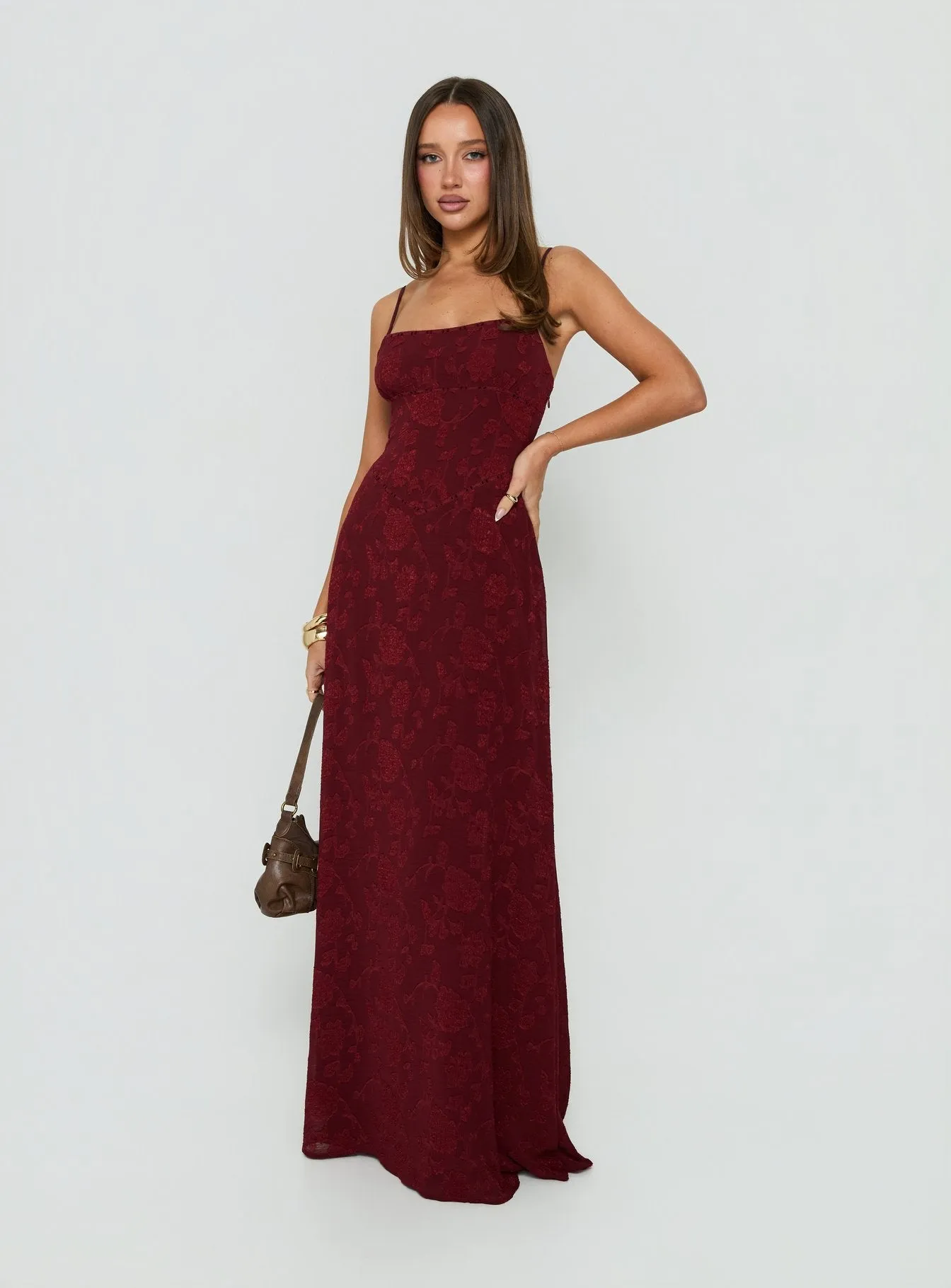 South of France Maxi Dress Burgundy sold by Princess Polly product image thumbnail 4