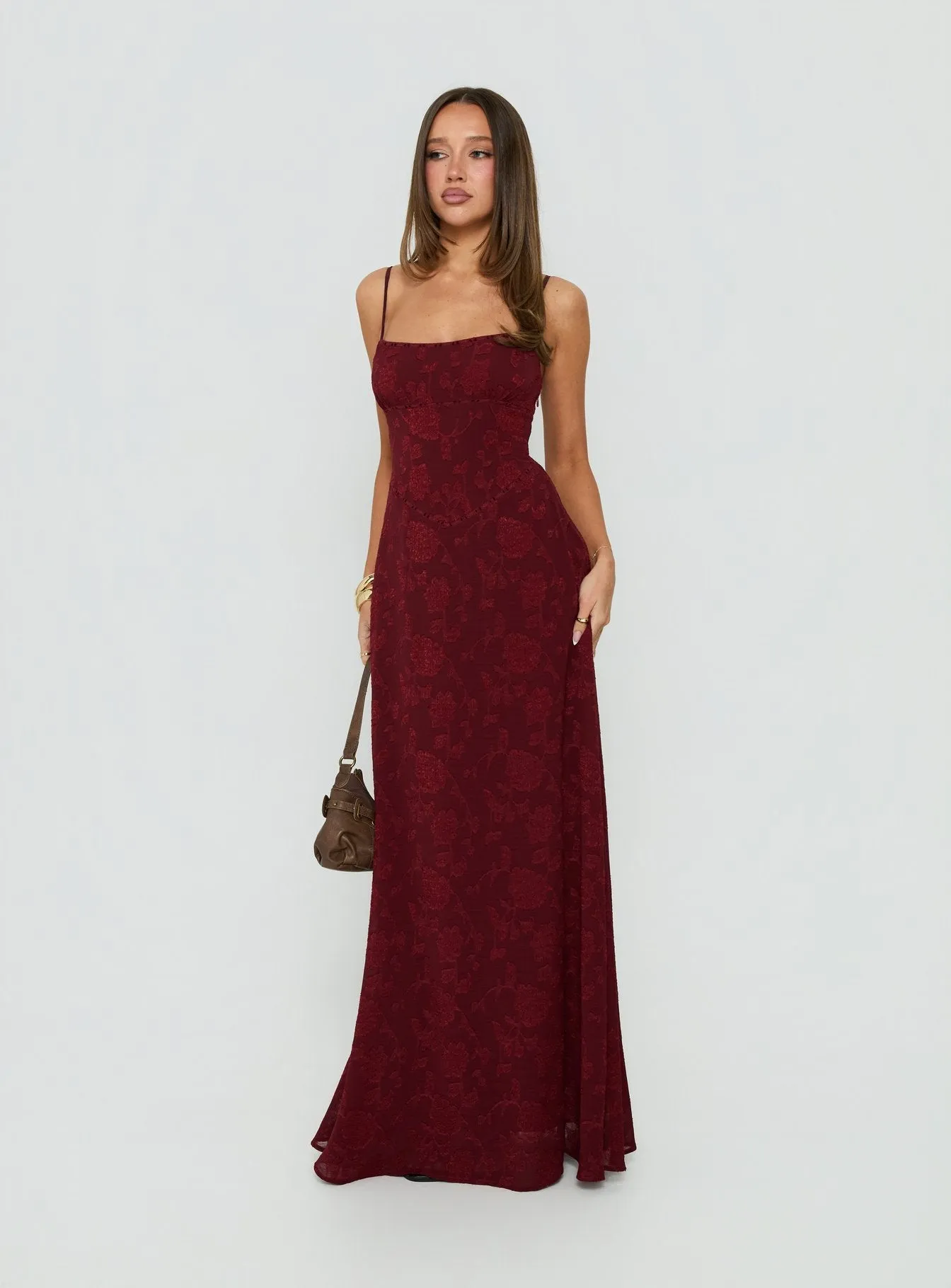 South of France Maxi Dress Burgundy sold by Princess Polly product image thumbnail 3