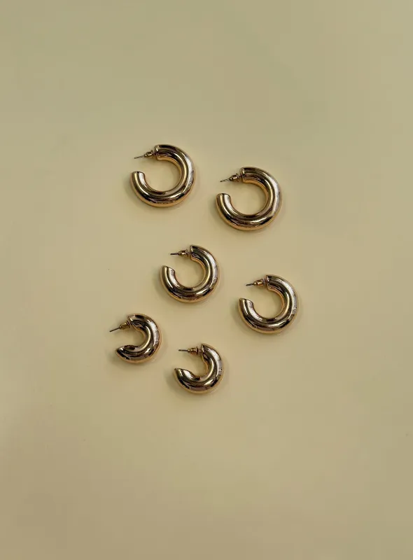 Delah Hoop Earring Pack Gold made by Princess Polly