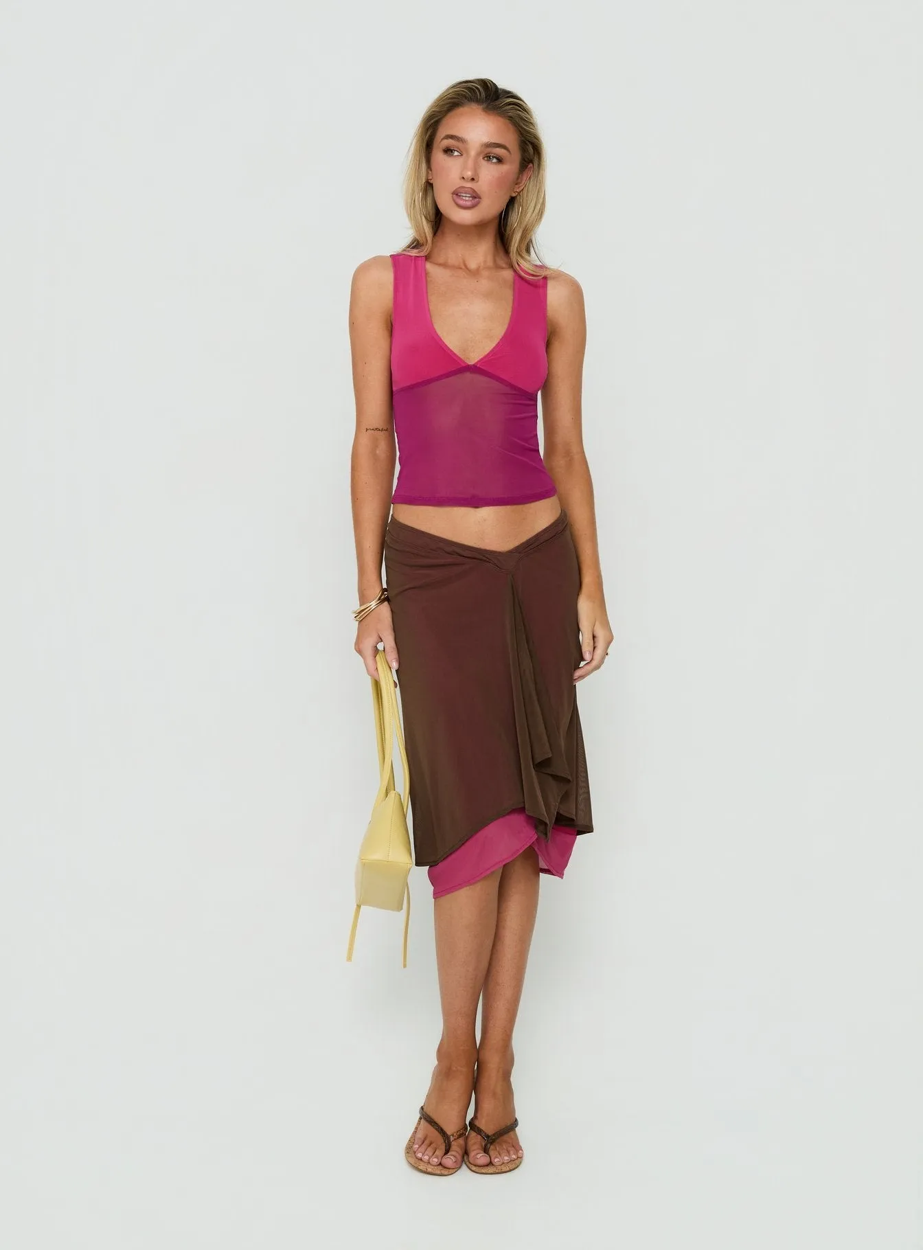 Erinhadi Midi Skirt Brown / Pink sold by Princess Polly product image thumbnail 3