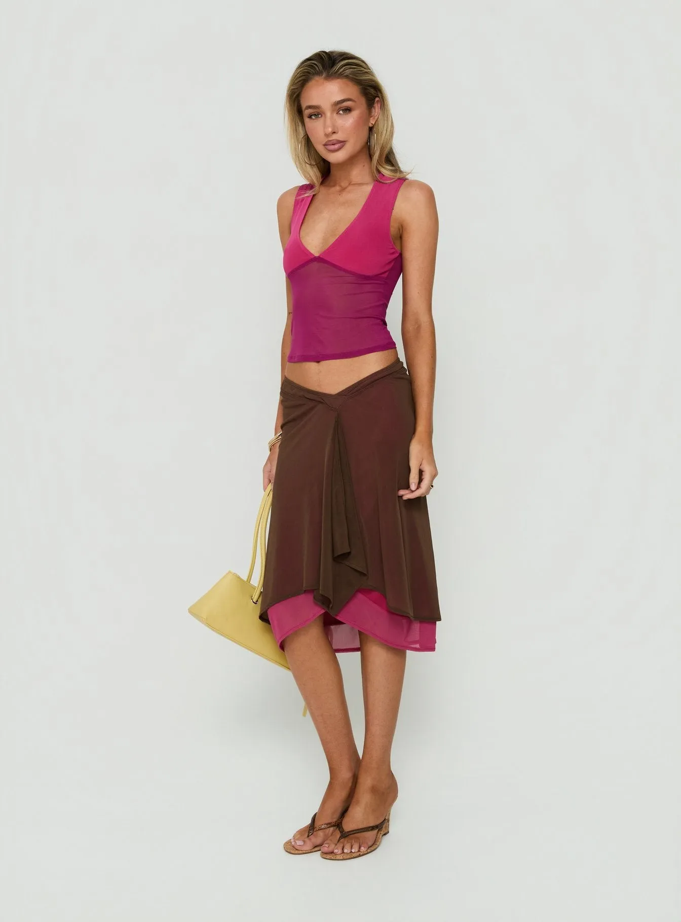 Erinhadi Midi Skirt Brown / Pink sold by Princess Polly product image thumbnail 4