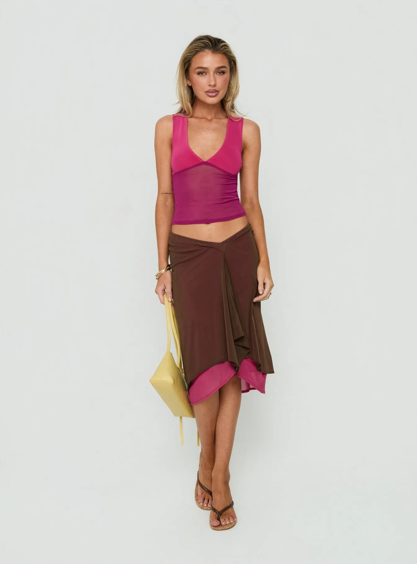 Erinhadi Midi Skirt Brown / Pink sold by Princess Polly product image thumbnail 2