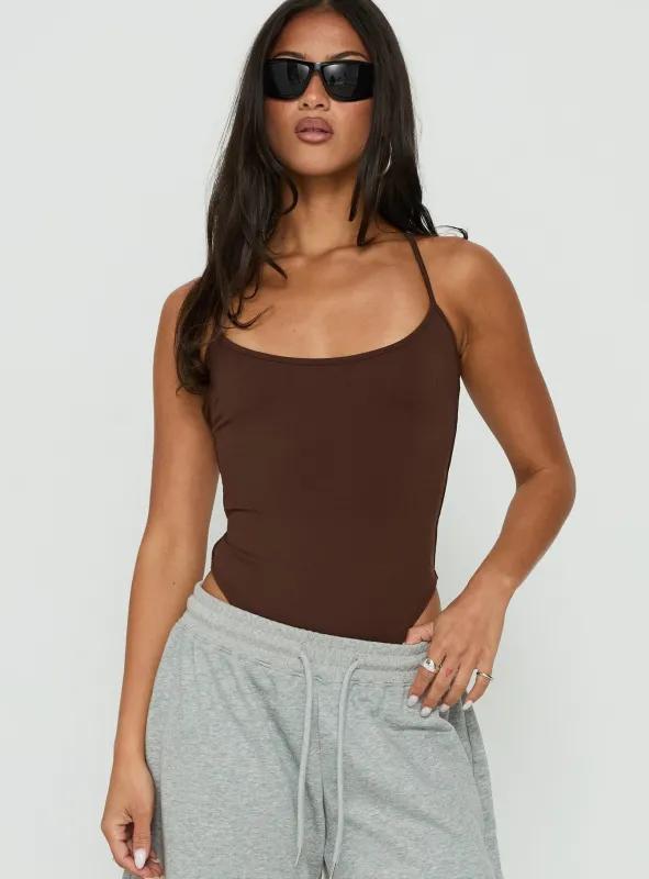All Tied Up Bodysuit Brown made by Princess Polly