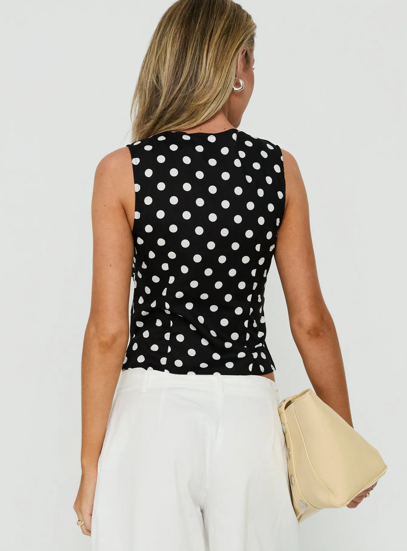 Dahlea Keyhole Sleeveless Top Black Polka Dot sold by Princess Polly product image thumbnail 4