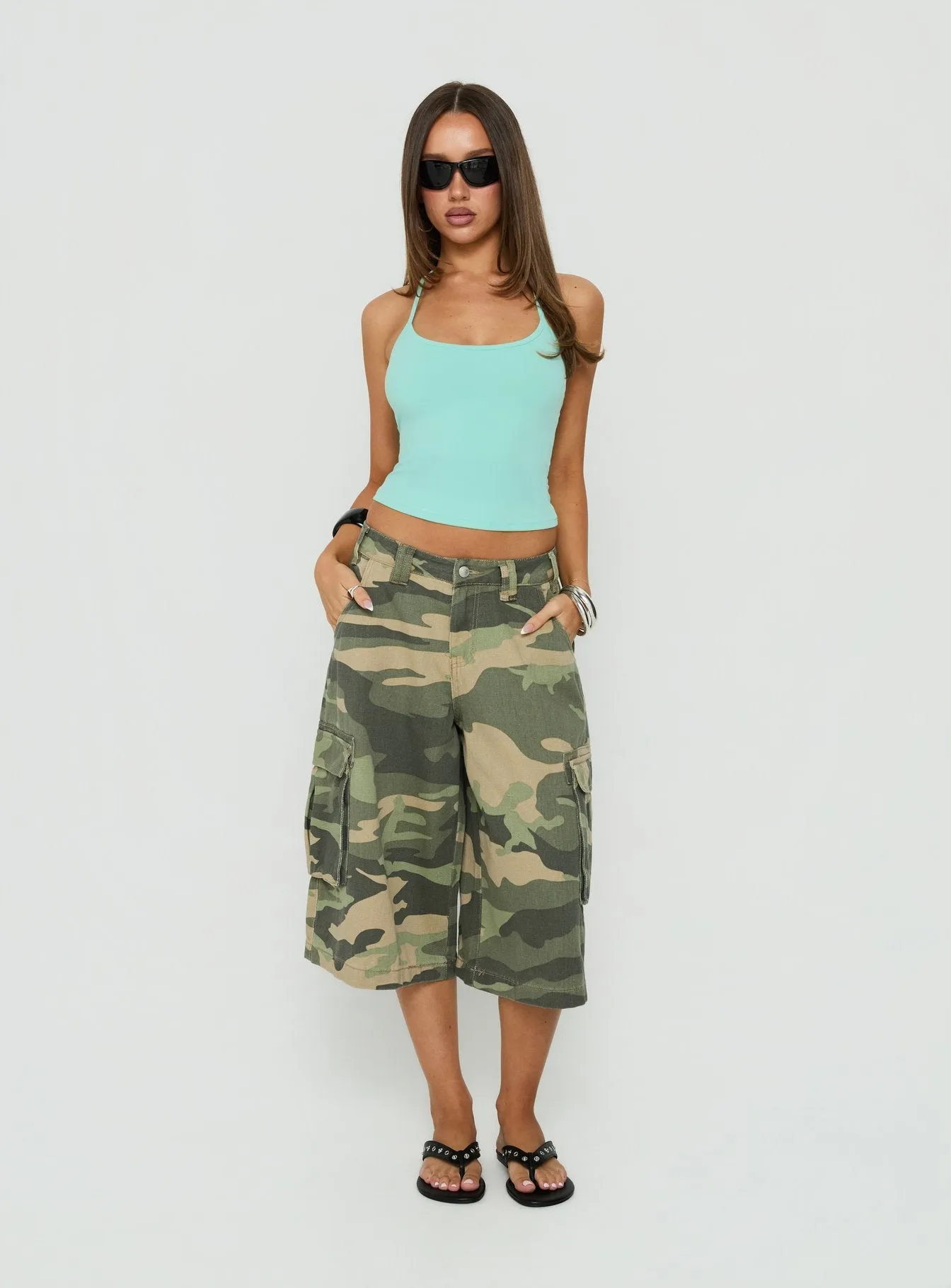 Daily Define Thin Strap Halter Tank Top Turquoise sold by Princess Polly product image thumbnail 3