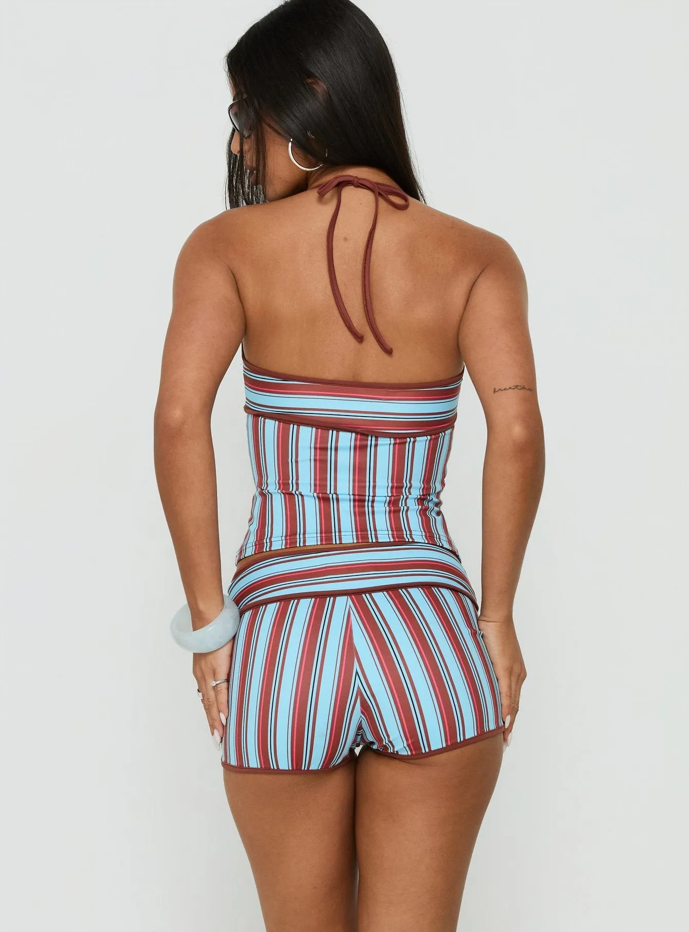 Makira Shorts Brown / Blue Stripe sold by Princess Polly product image thumbnail 5