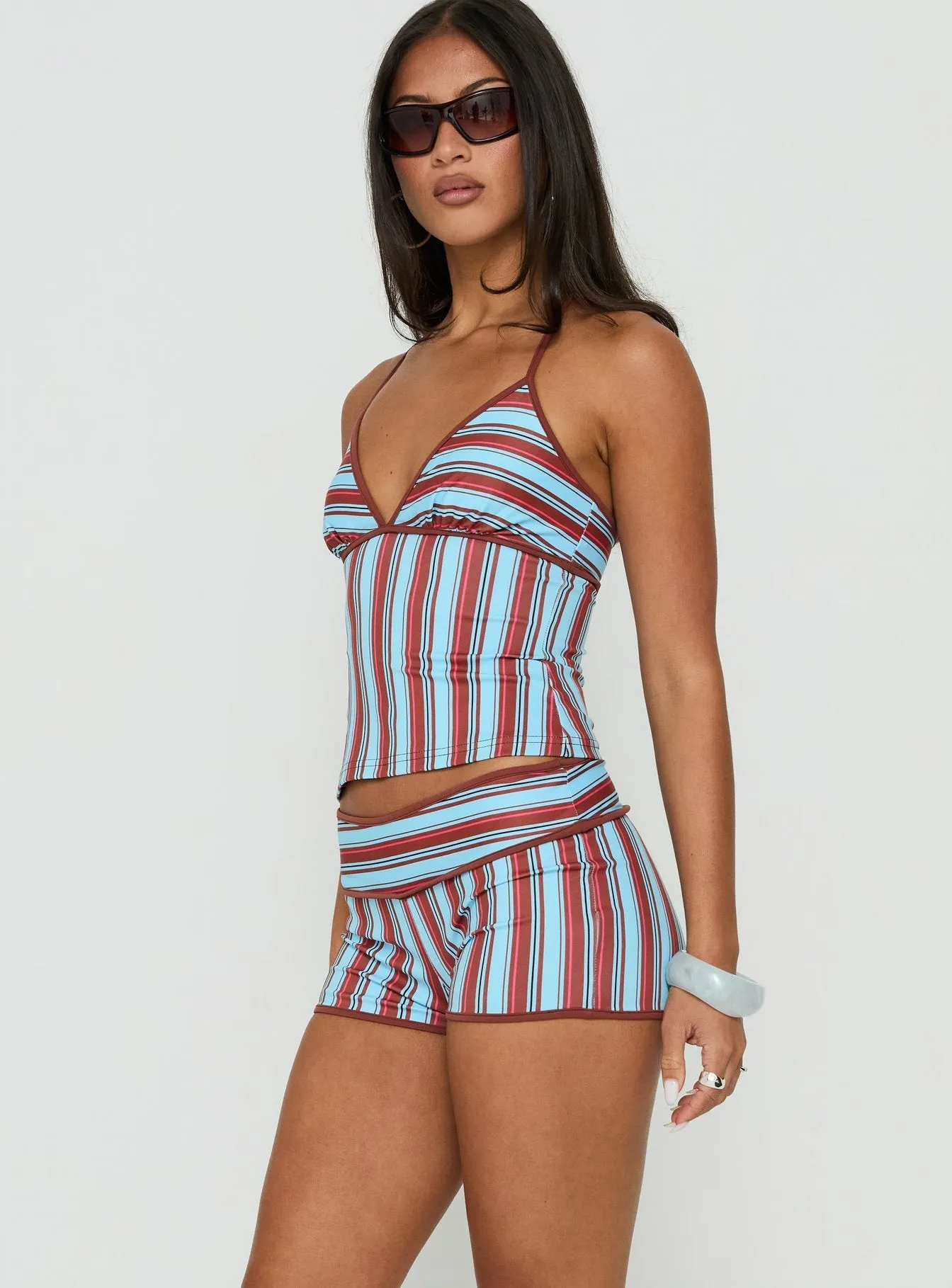 Makira Shorts Brown / Blue Stripe sold by Princess Polly product image thumbnail 4