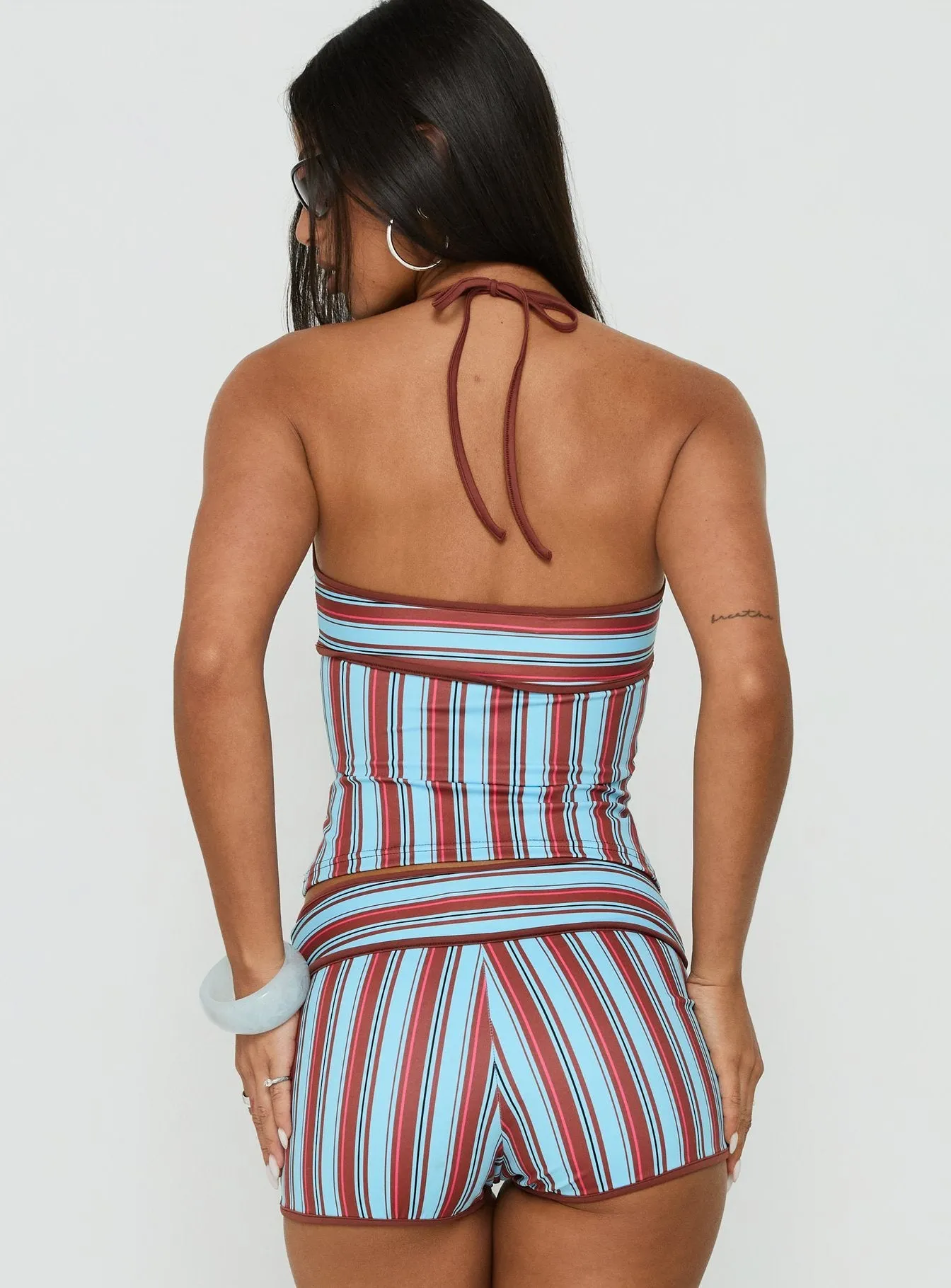 Makira Halter Top Brown / Blue Stripe sold by Princess Polly product image thumbnail 5