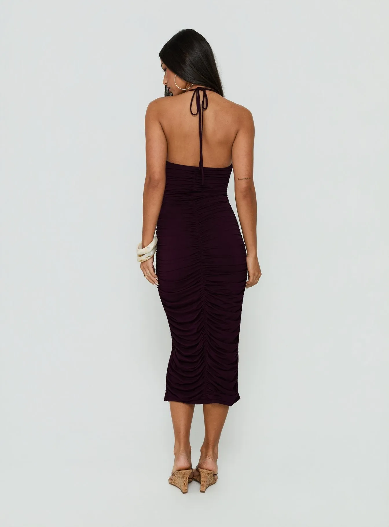 Gracie Halter Neck Midi Dress Plum sold by Princess Polly product image thumbnail 4