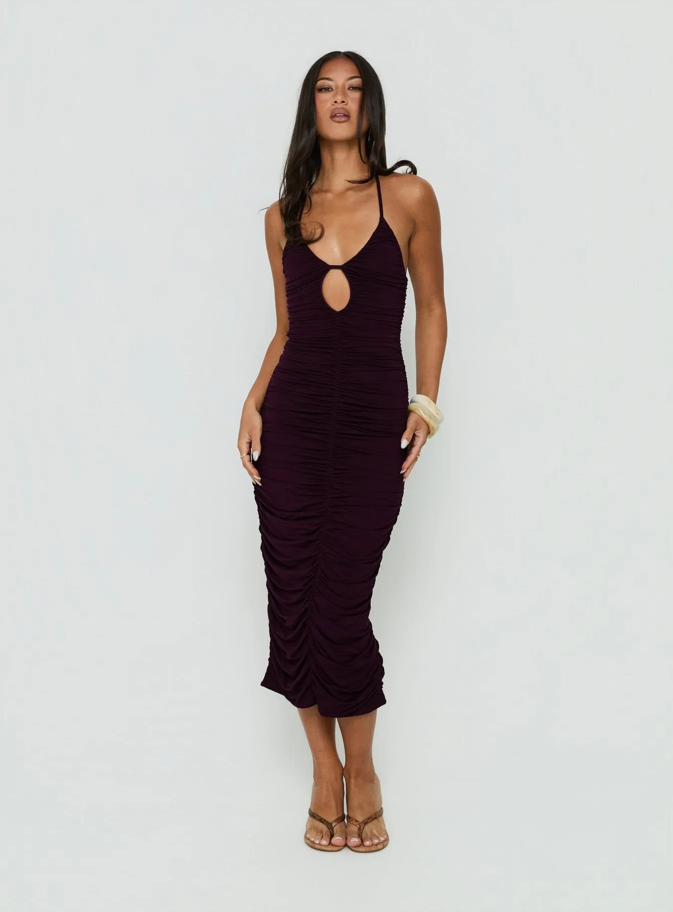 Gracie Halter Neck Midi Dress Plum sold by Princess Polly product image thumbnail 2