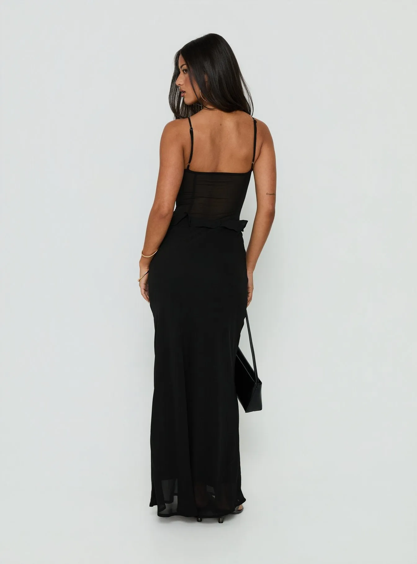 Isamia Frill Cutout Maxi Dress Black sold by Princess Polly product image thumbnail 5