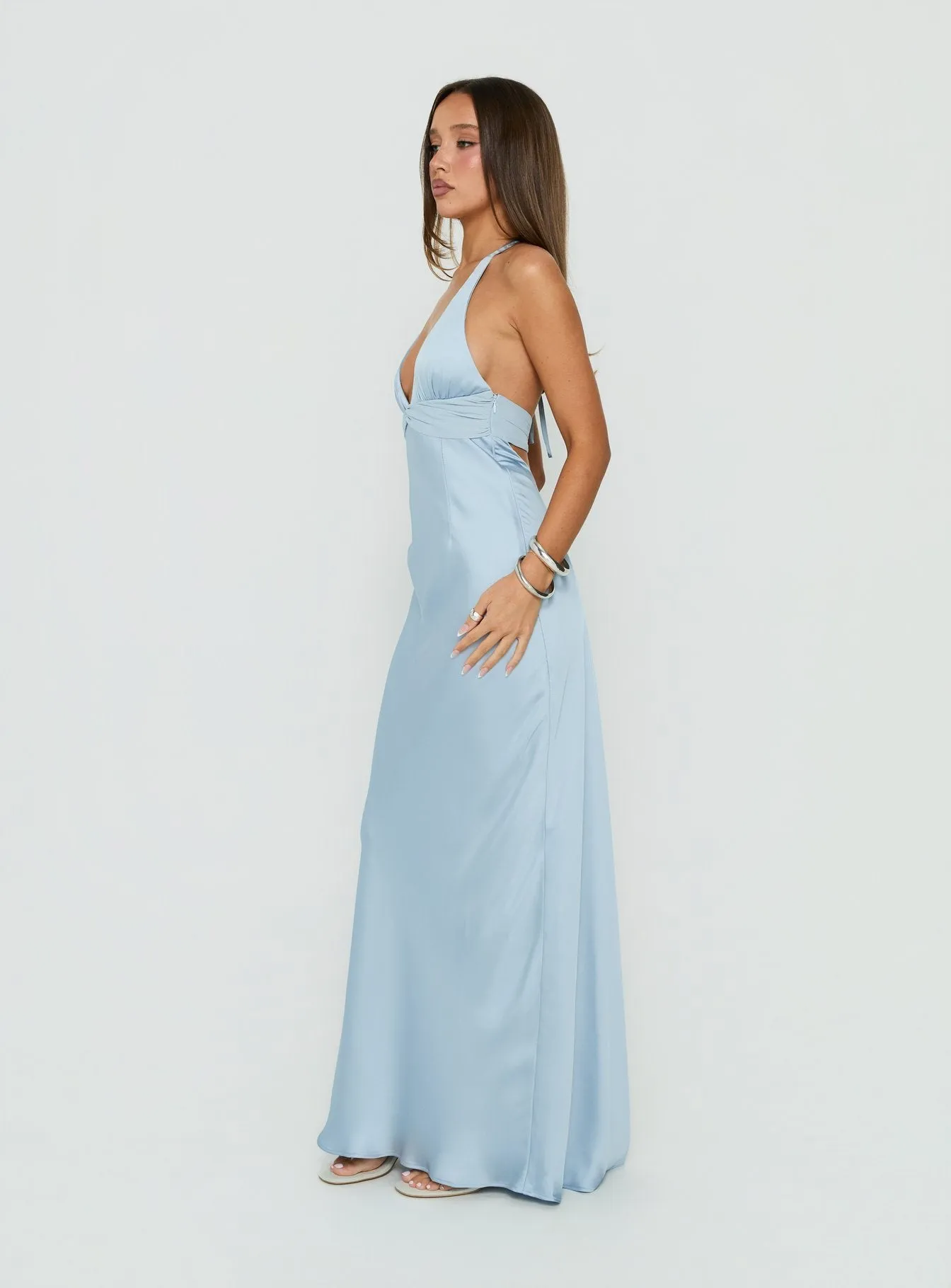 Odyssa Halter Maxi Dress Blue Slate sold by Princess Polly product image thumbnail 3