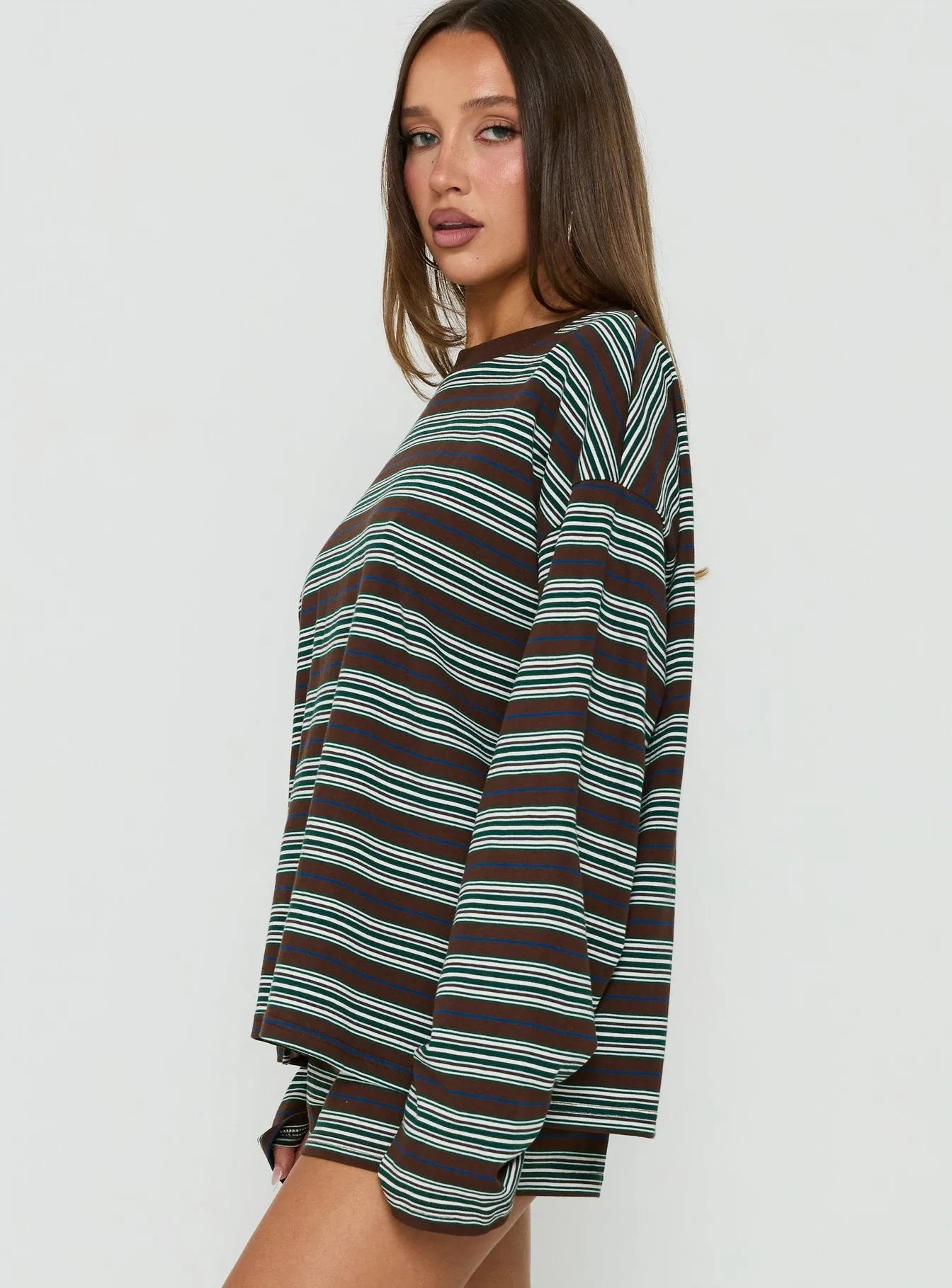 Settle Down Long Sleeve Top Brown Stripe sold by Princess Polly product image thumbnail 4