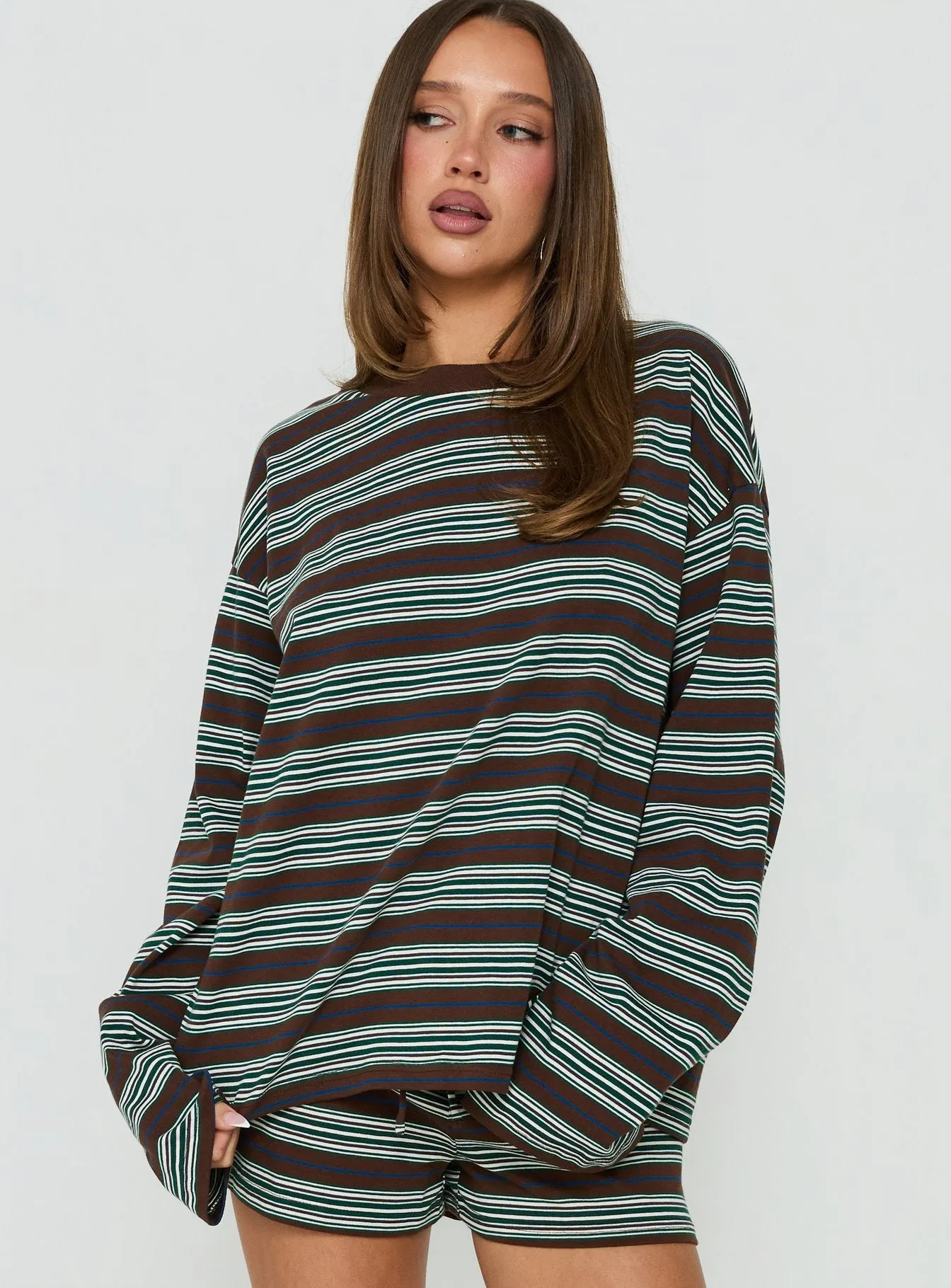 Settle Down Long Sleeve Top Brown Stripe sold by Princess Polly product image thumbnail 2