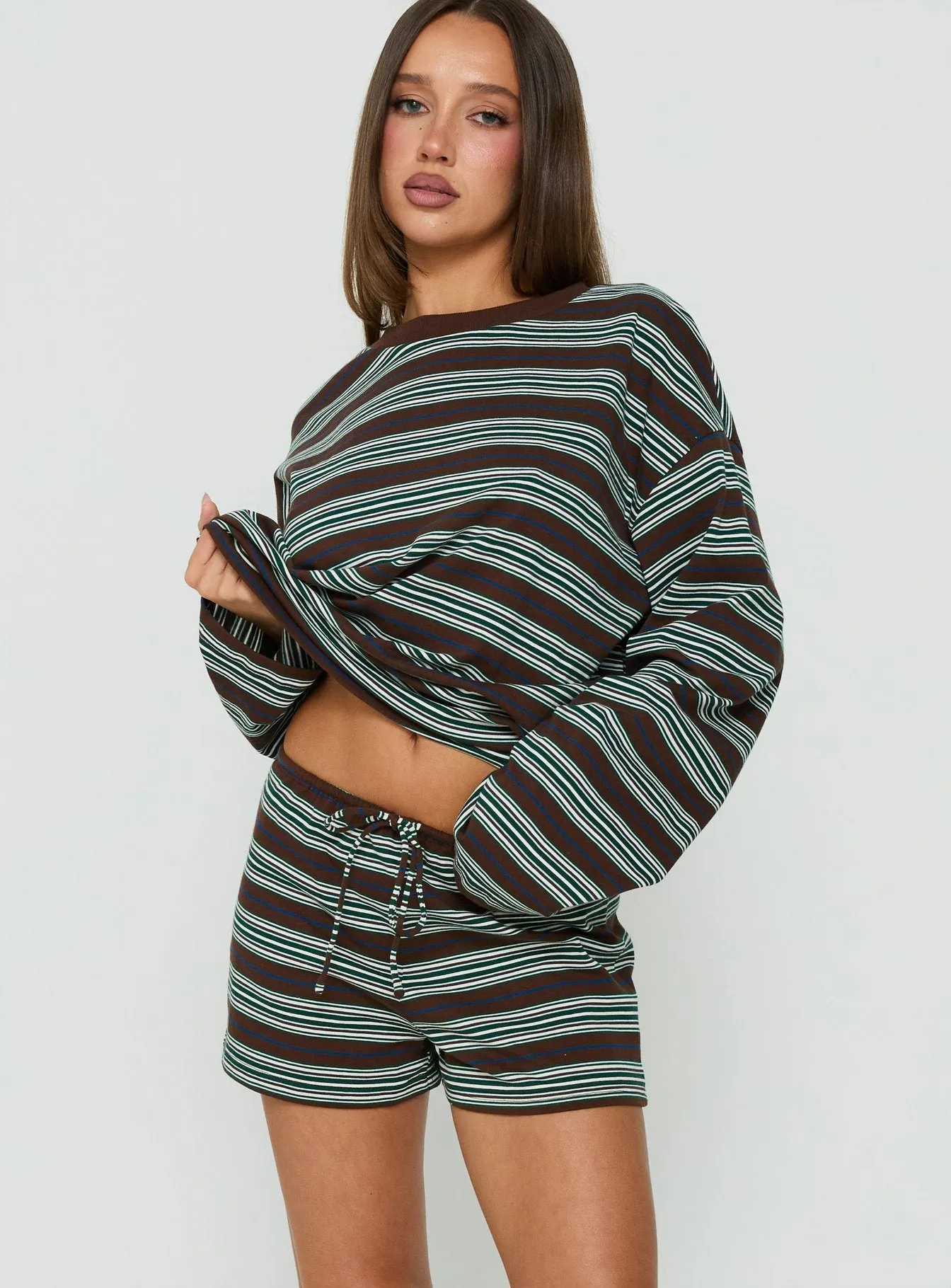 Settle Down Shorts Brown Stripe sold by Princess Polly product image thumbnail 2