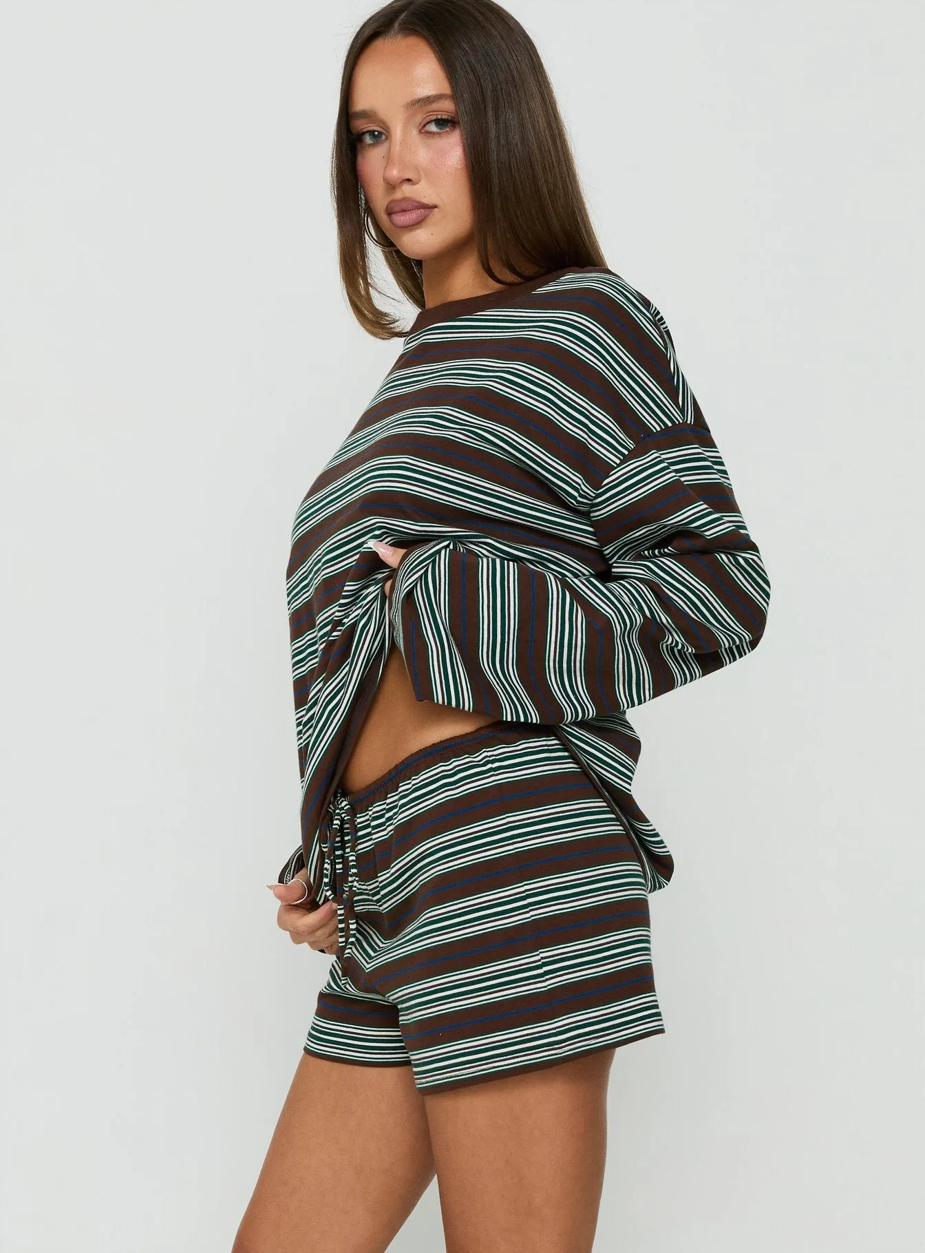 Settle Down Shorts Brown Stripe sold by Princess Polly product image thumbnail 4