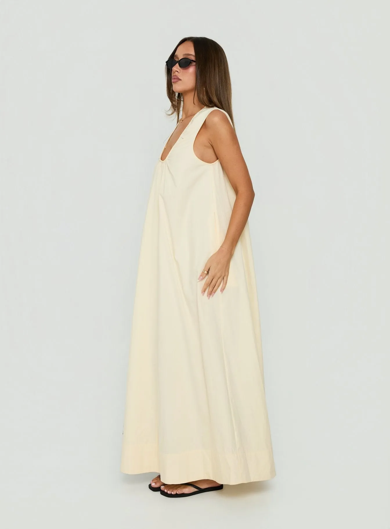 Eberta Ruched Maxi Dress Butter sold by Princess Polly product image thumbnail 3