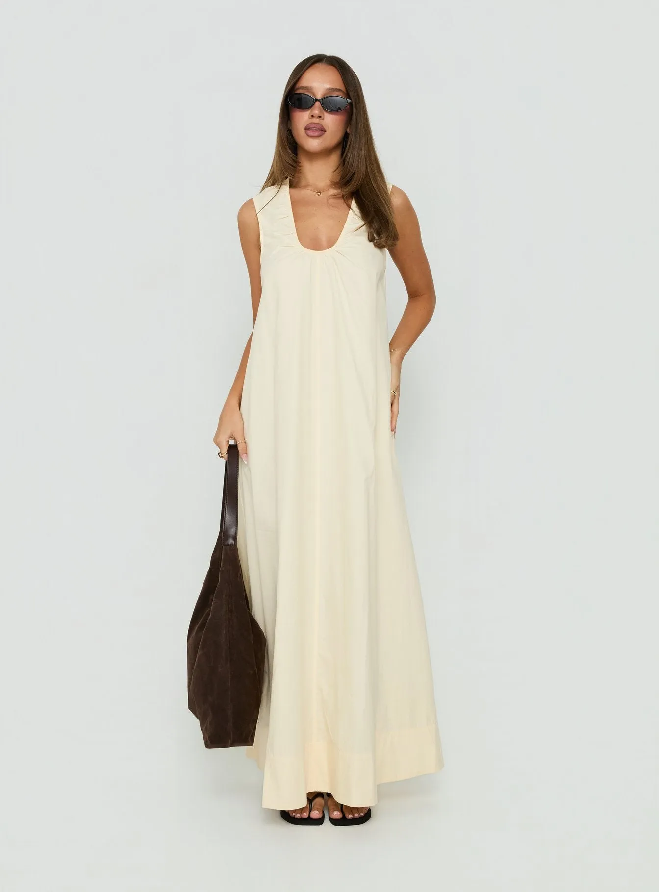 Eberta Ruched Maxi Dress Butter sold by Princess Polly product image thumbnail 2