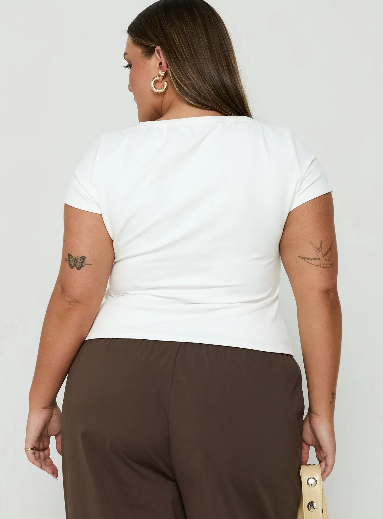 Daily Define Deep V Short Sleeve Top White Curve sold by Princess Polly product image thumbnail 4