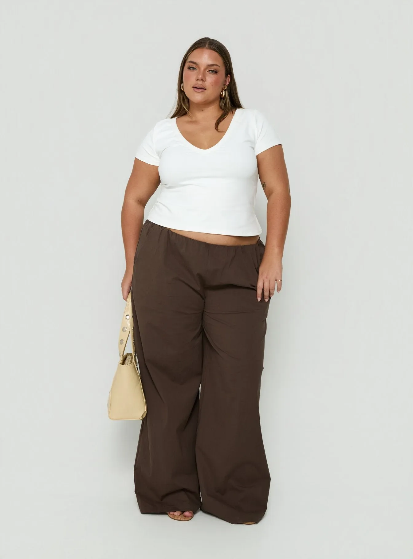 Daily Define Deep V Short Sleeve Top White Curve sold by Princess Polly product image thumbnail 2