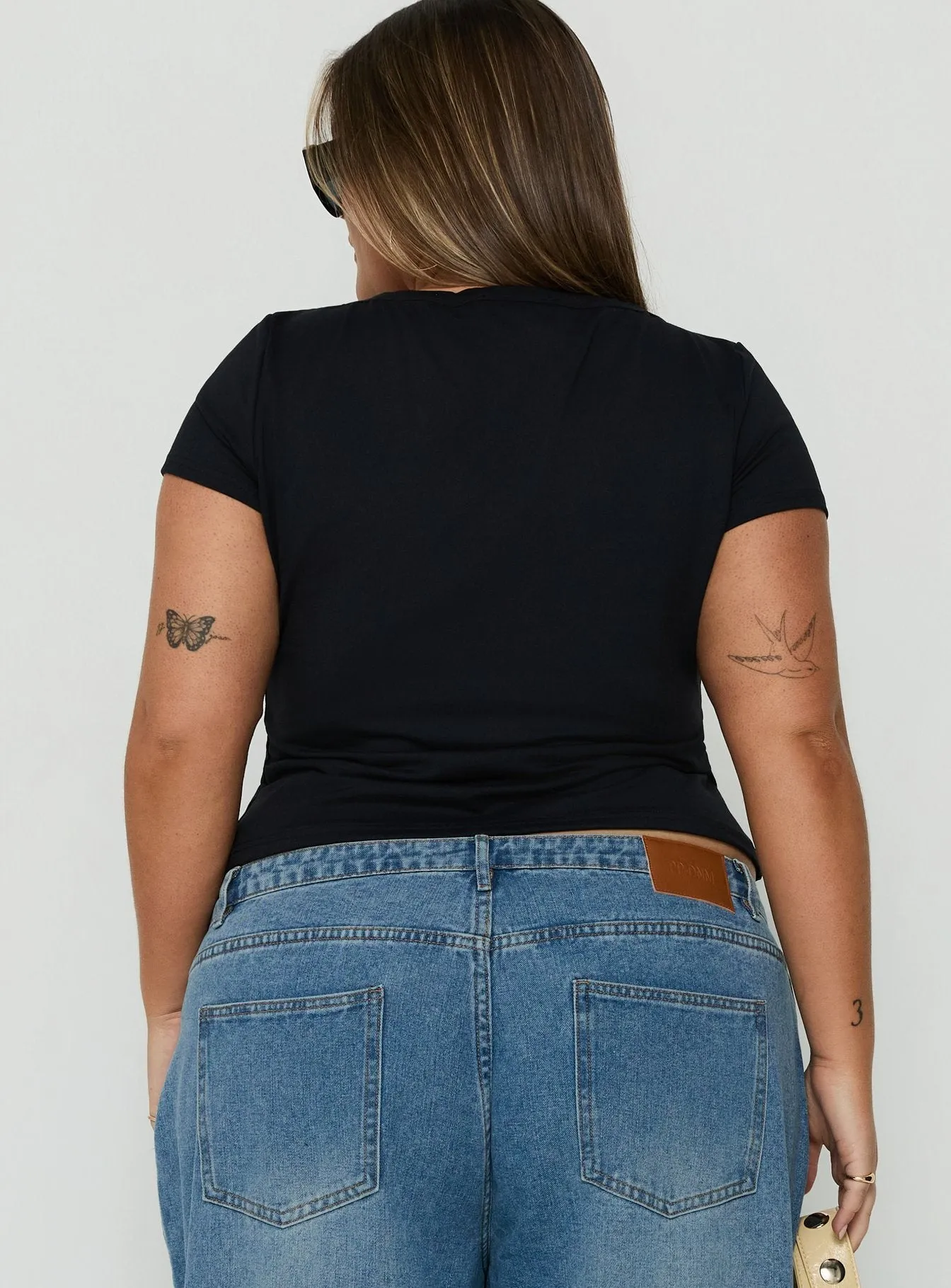 Daily Define Deep V Short Sleeve Top Black Curve sold by Princess Polly product image thumbnail 4