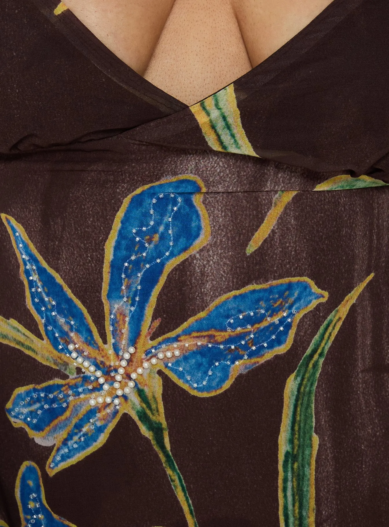 Isakaia Beaded Mini Dress Brown Floral Curve sold by Princess Polly product image thumbnail 5