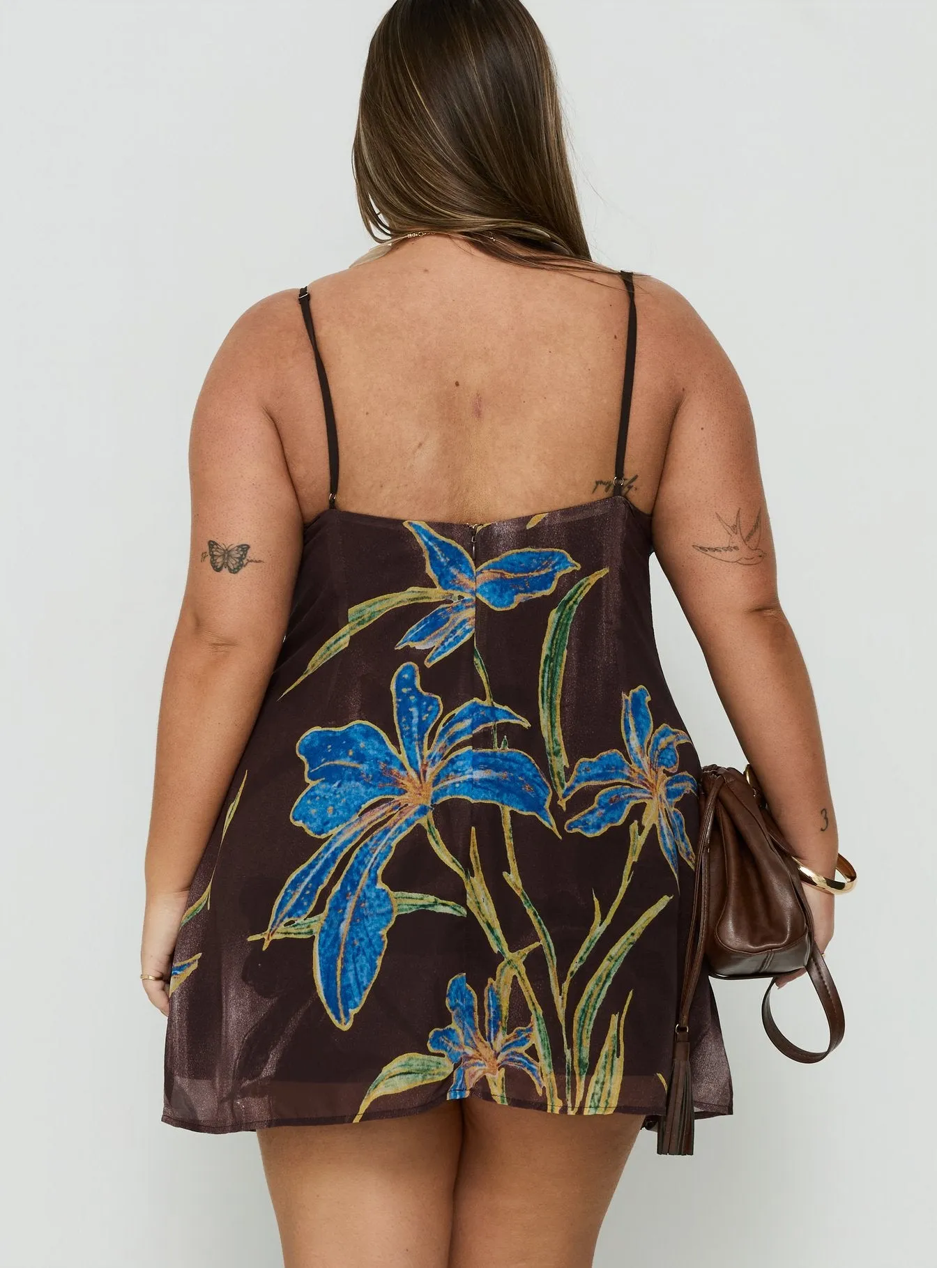 Isakaia Beaded Mini Dress Brown Floral Curve sold by Princess Polly product image thumbnail 4