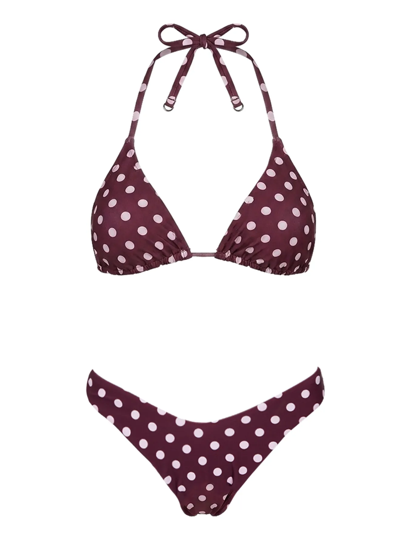 Jenner Triangle Bikini Top Wine / Pink Polka sold by Princess Polly product image thumbnail 5