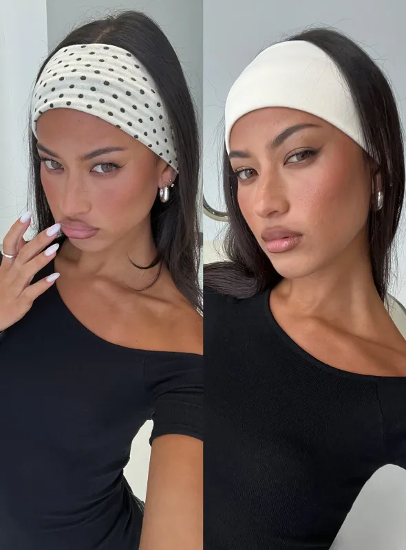 The Juney Headband Pack White Polka Dot made by Princess Polly