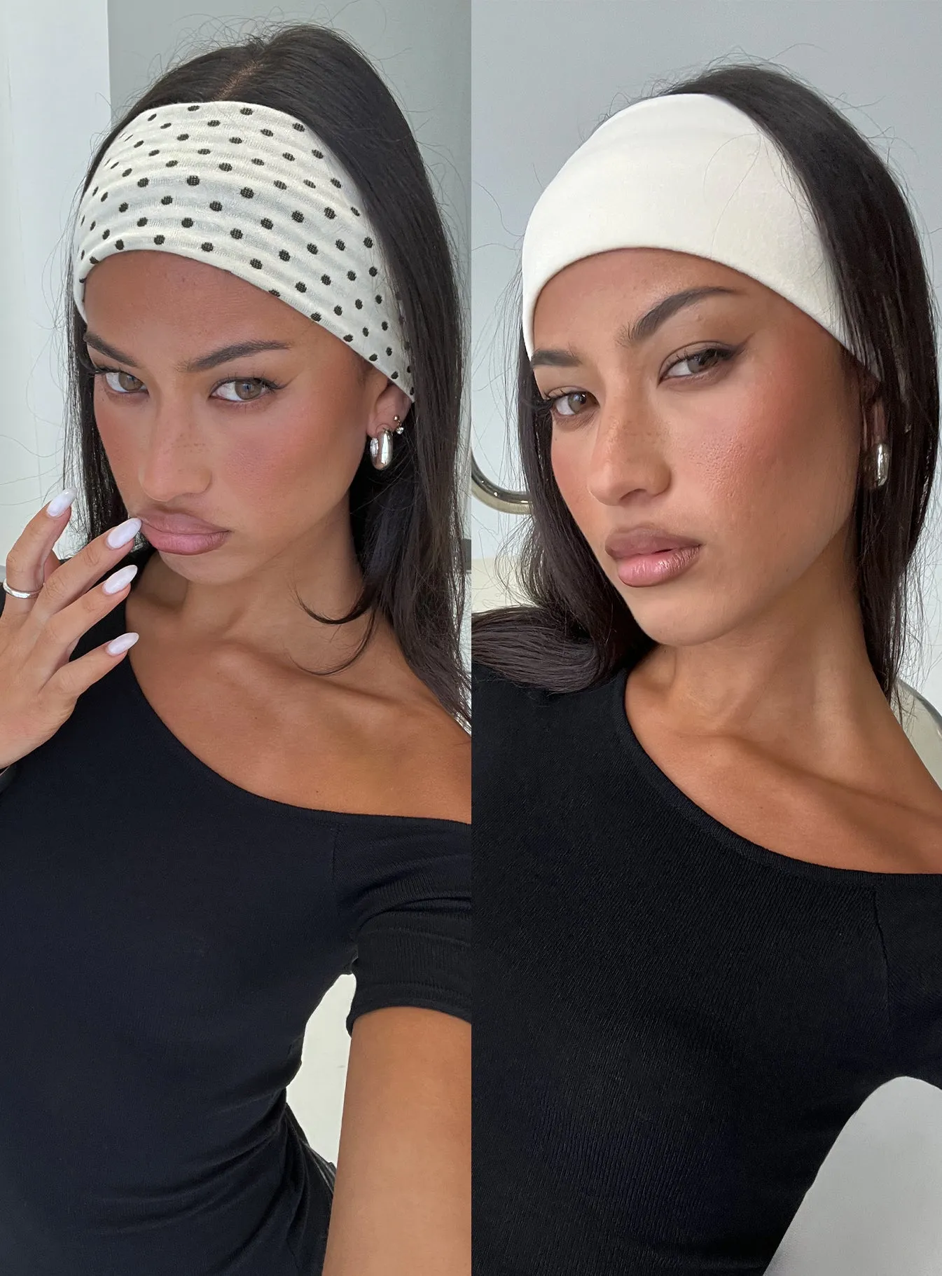 The Juney Headband Pack White Polka Dot sold by Princess Polly