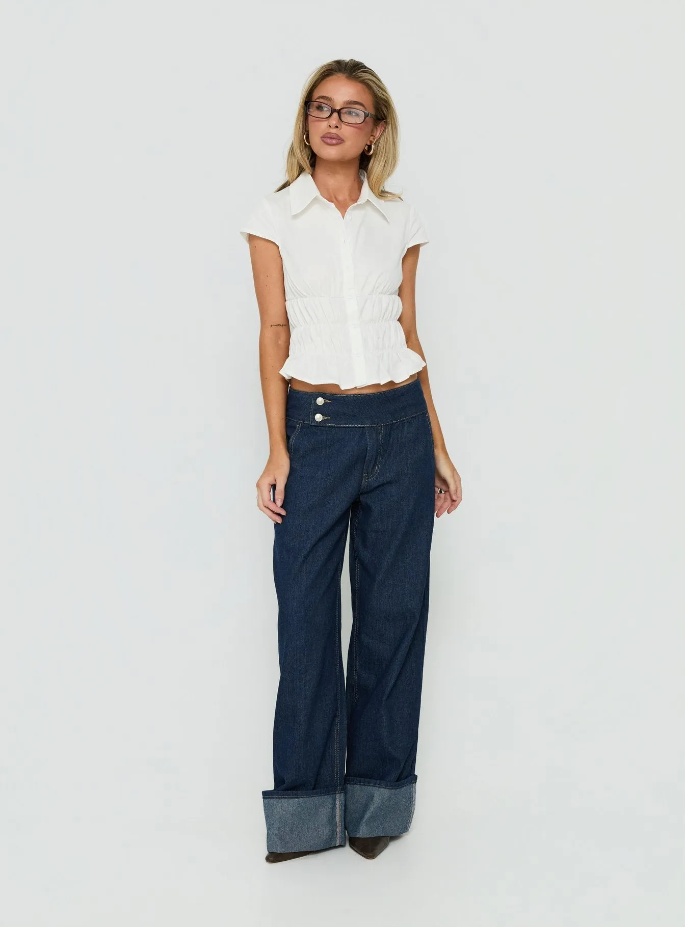 Oryn Gathered Waisted Top White sold by Princess Polly product image thumbnail 3