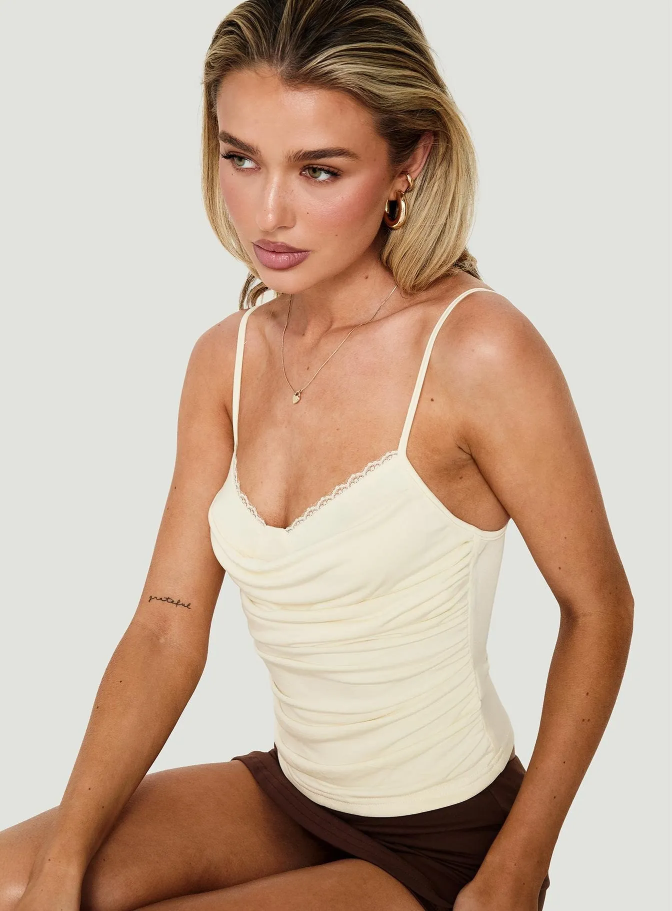 Edalie Layered Bralette Top Butter Yellow sold by Princess Polly