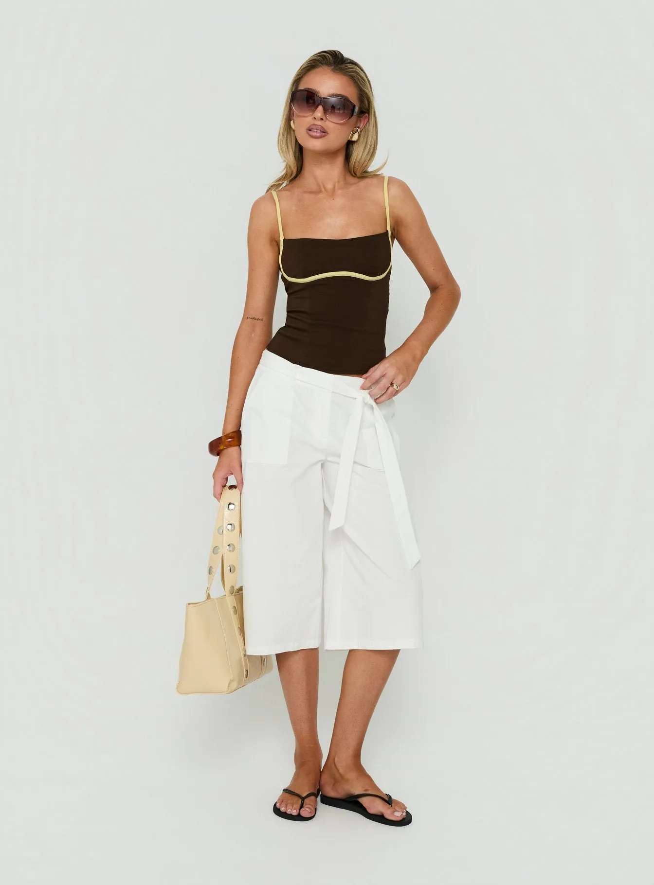 Zelaida Contrast Corset Top Brown / Butter sold by Princess Polly product image thumbnail 2