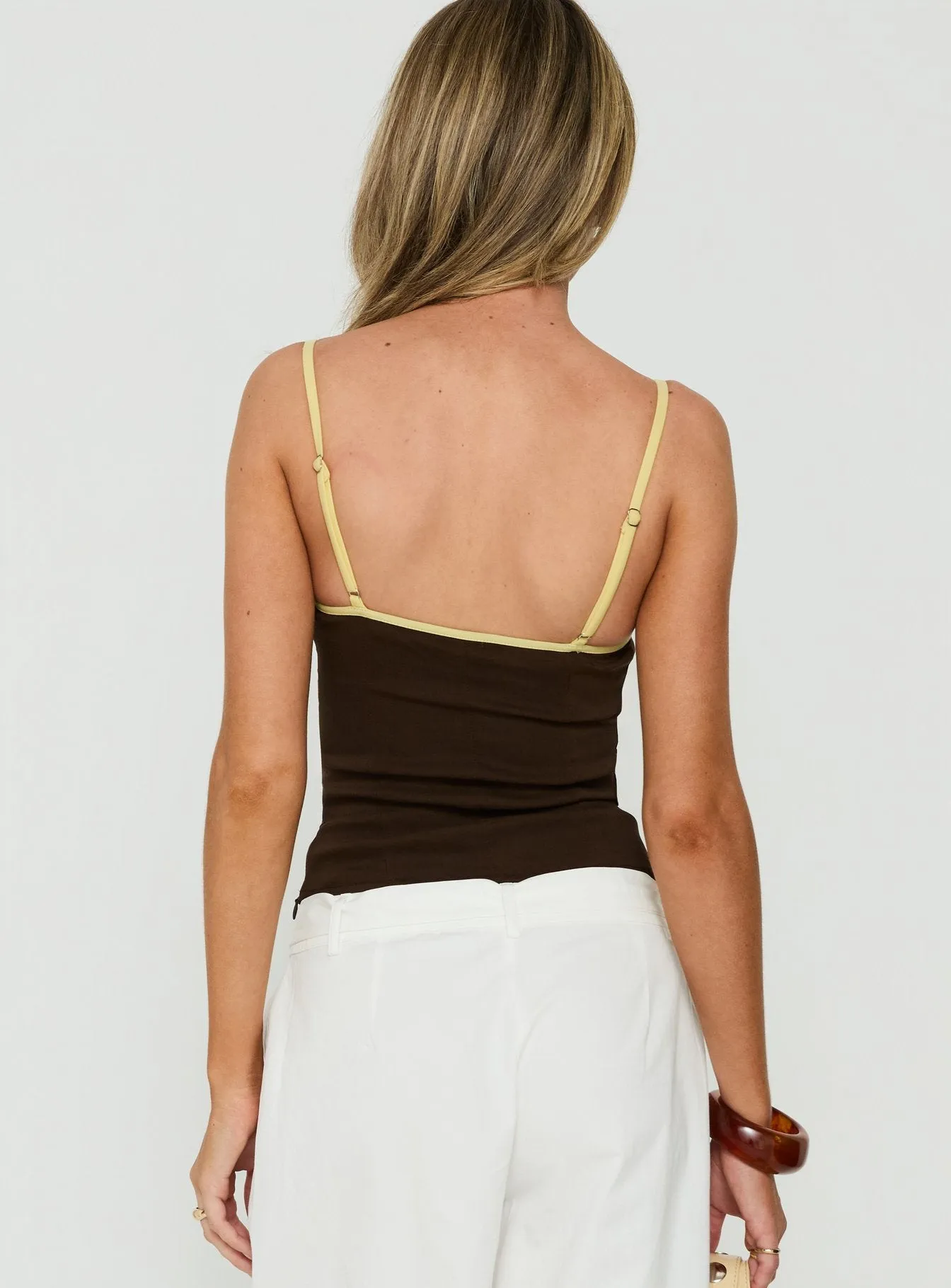 Zelaida Contrast Corset Top Brown / Butter sold by Princess Polly product image thumbnail 4