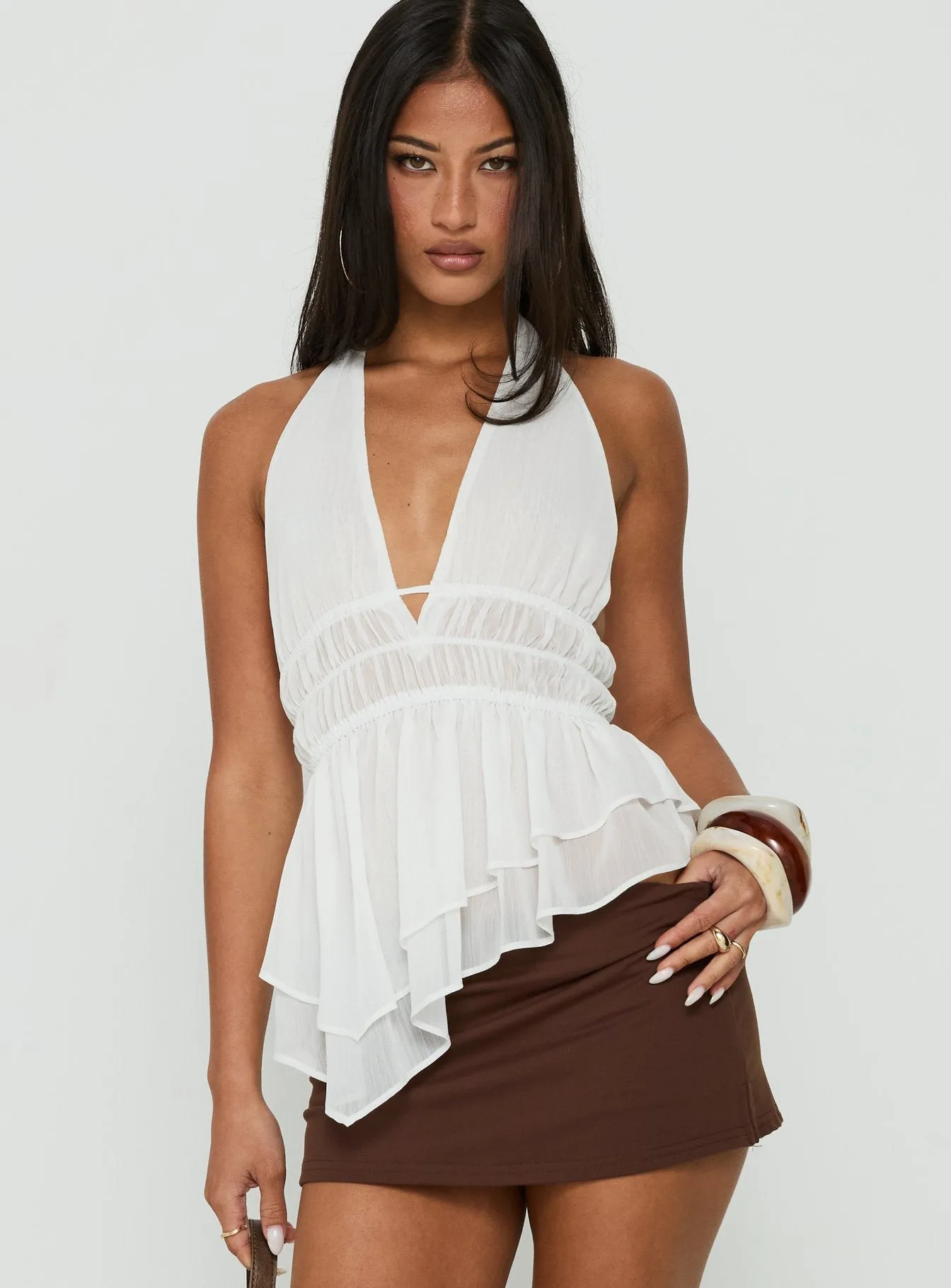 Lay It Halter Top White sold by Princess Polly product image thumbnail 2