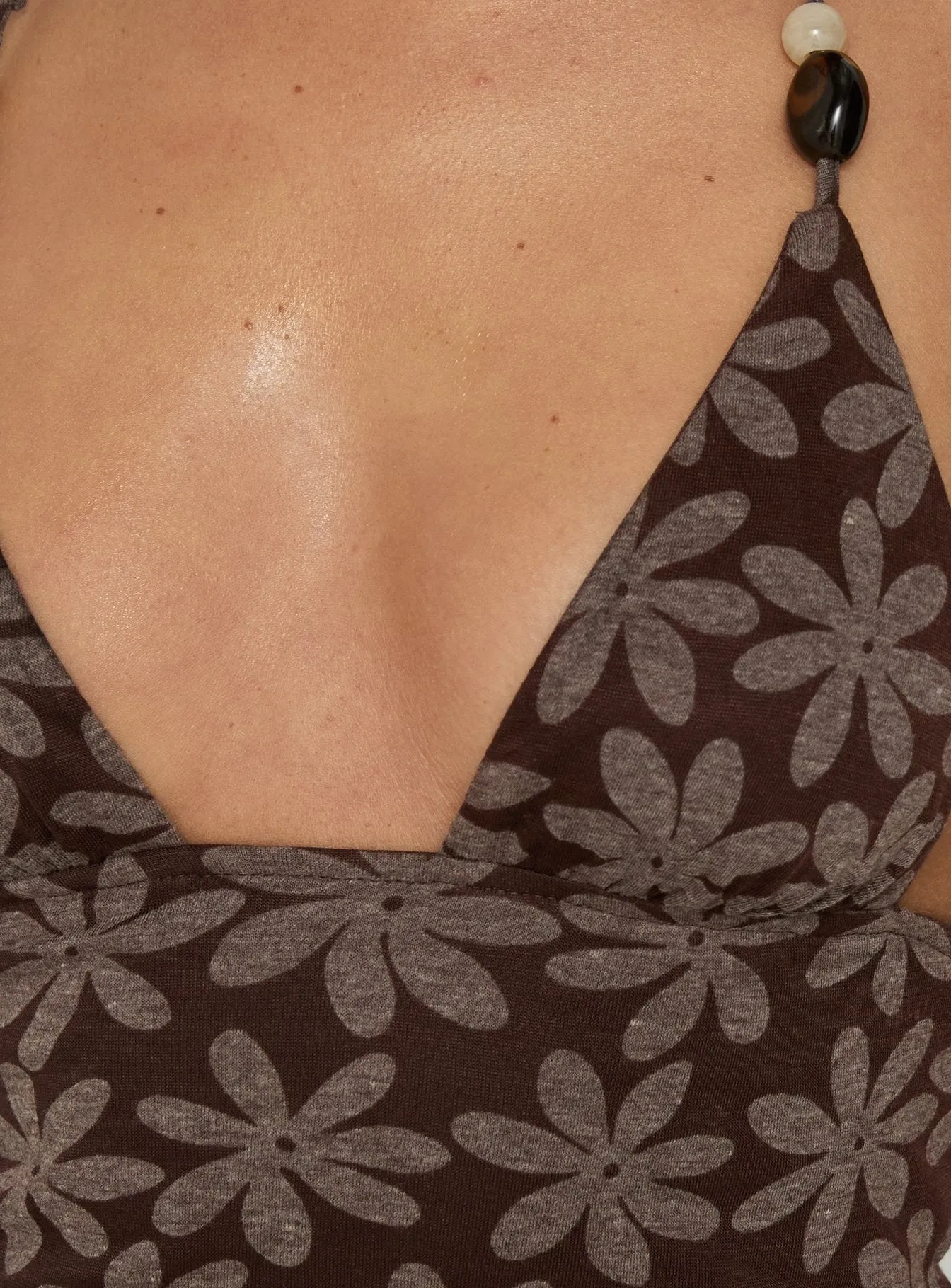 Elaris Bead Detail Halter Neck Top Brown Floral sold by Princess Polly product image thumbnail 5