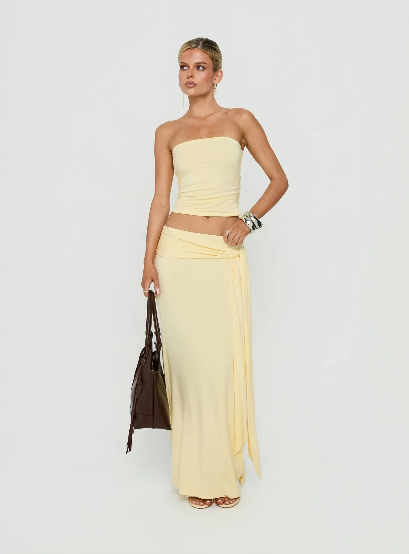 Aymee Strapless Ruched Top Yellow sold by Princess Polly product image thumbnail 2