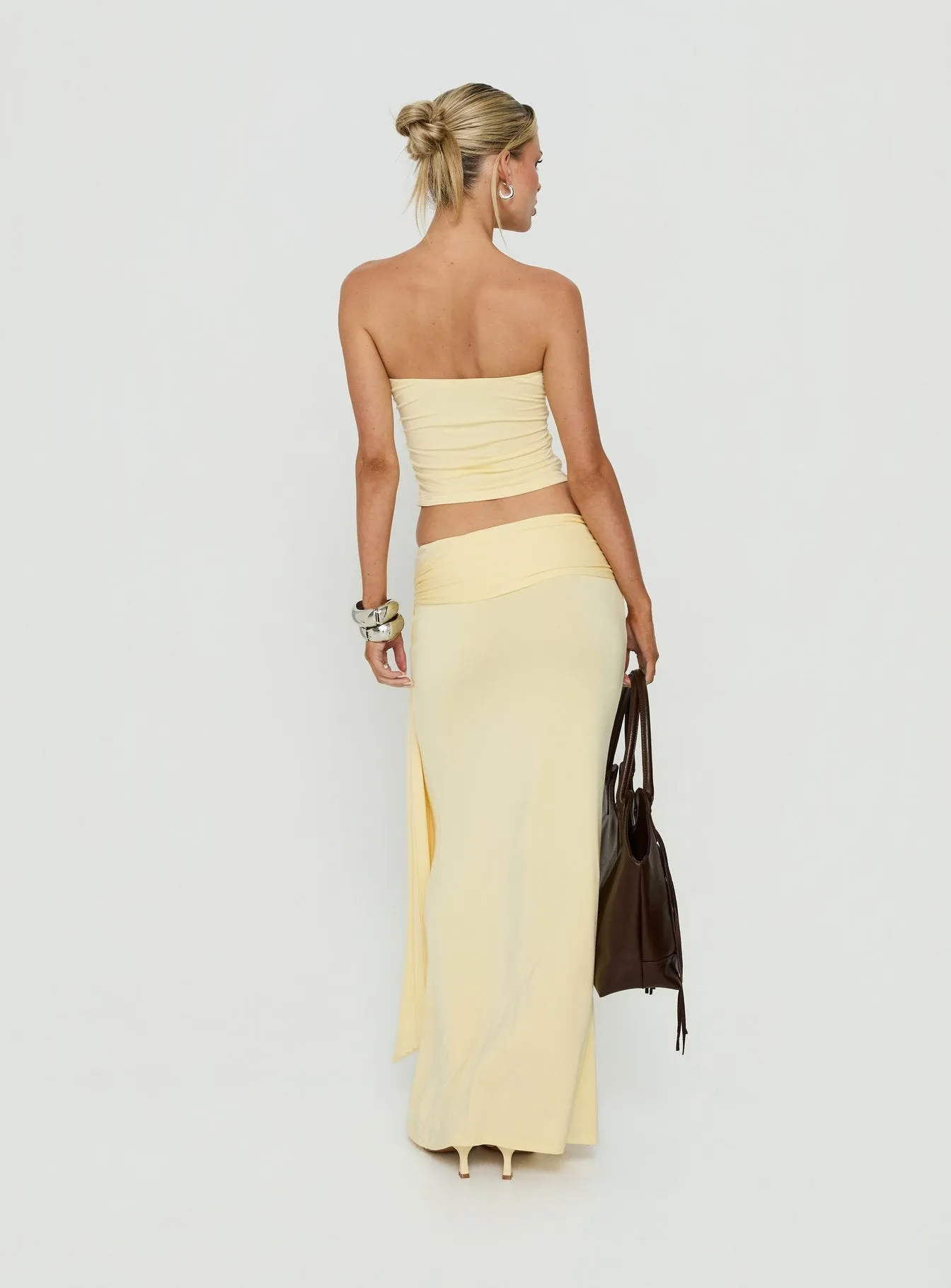 Aymee Tie Detail Maxi Skirt Yellow sold by Princess Polly product image thumbnail 4